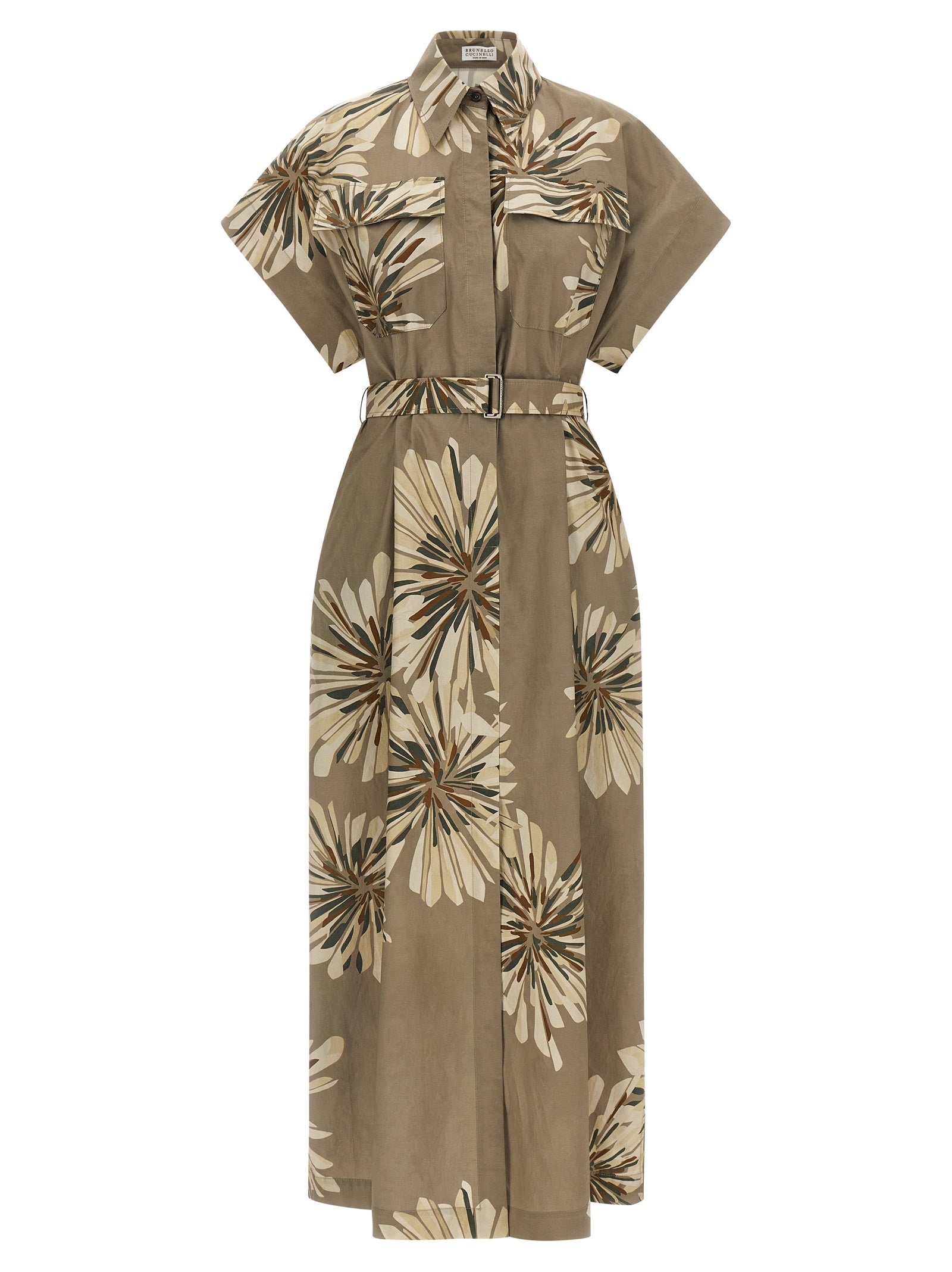 Brunello Cucinelli Zweifarbige Baumwoll-Maxikleid