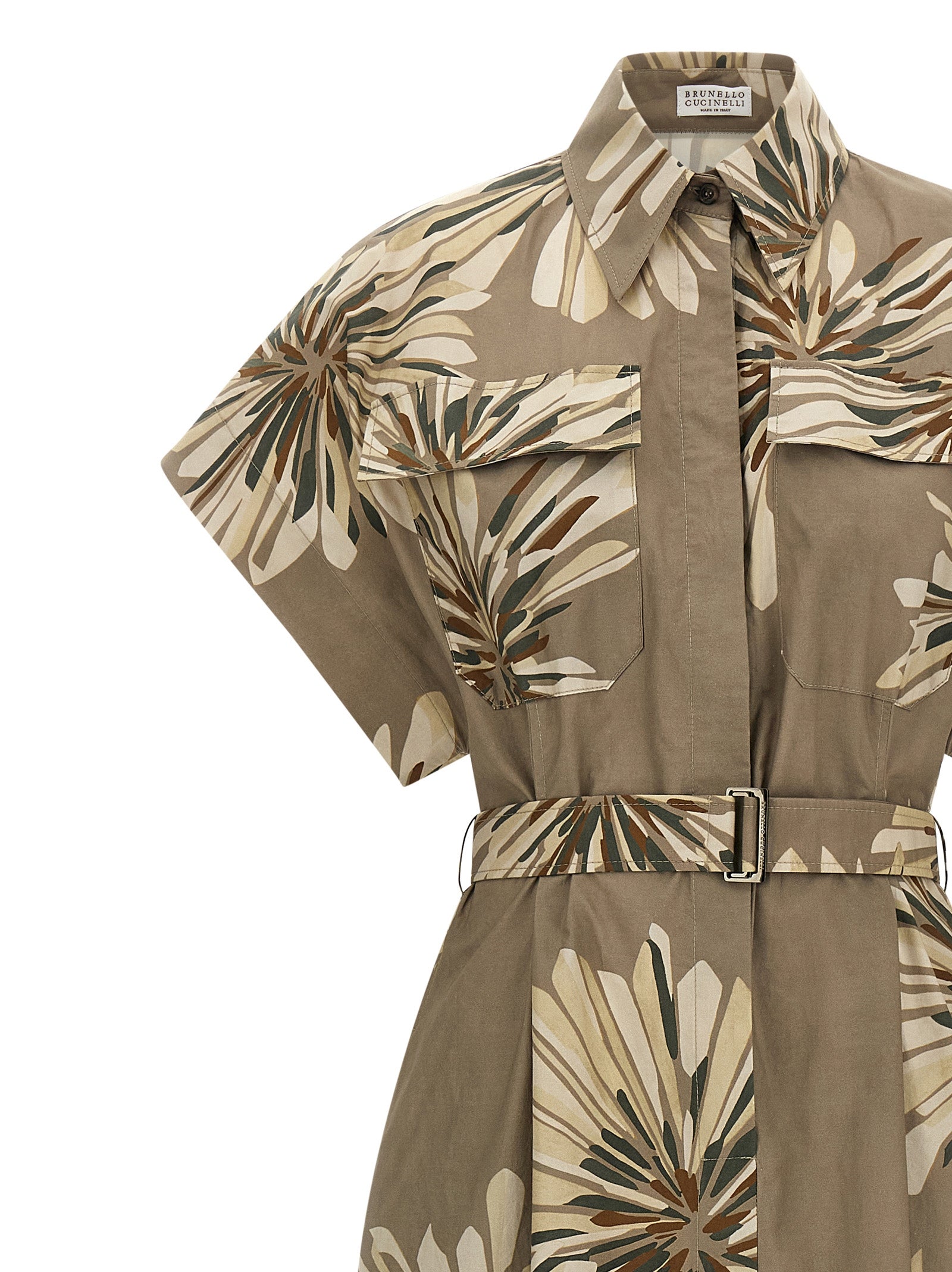 Brunello Cucinelli Zweifarbige Baumwoll-Maxikleid