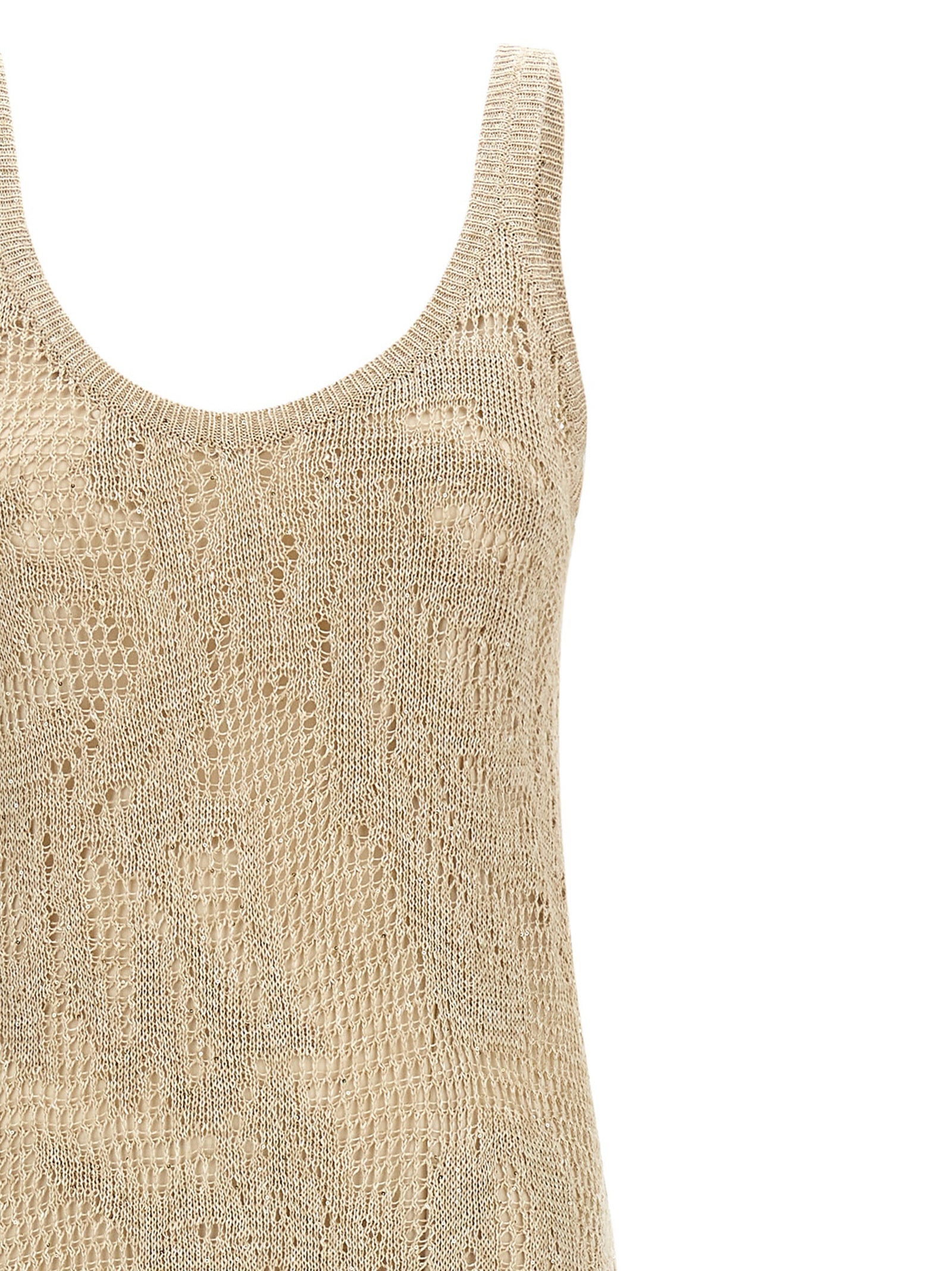 Brunello Cucinelli Langes beiges Leinenkleid