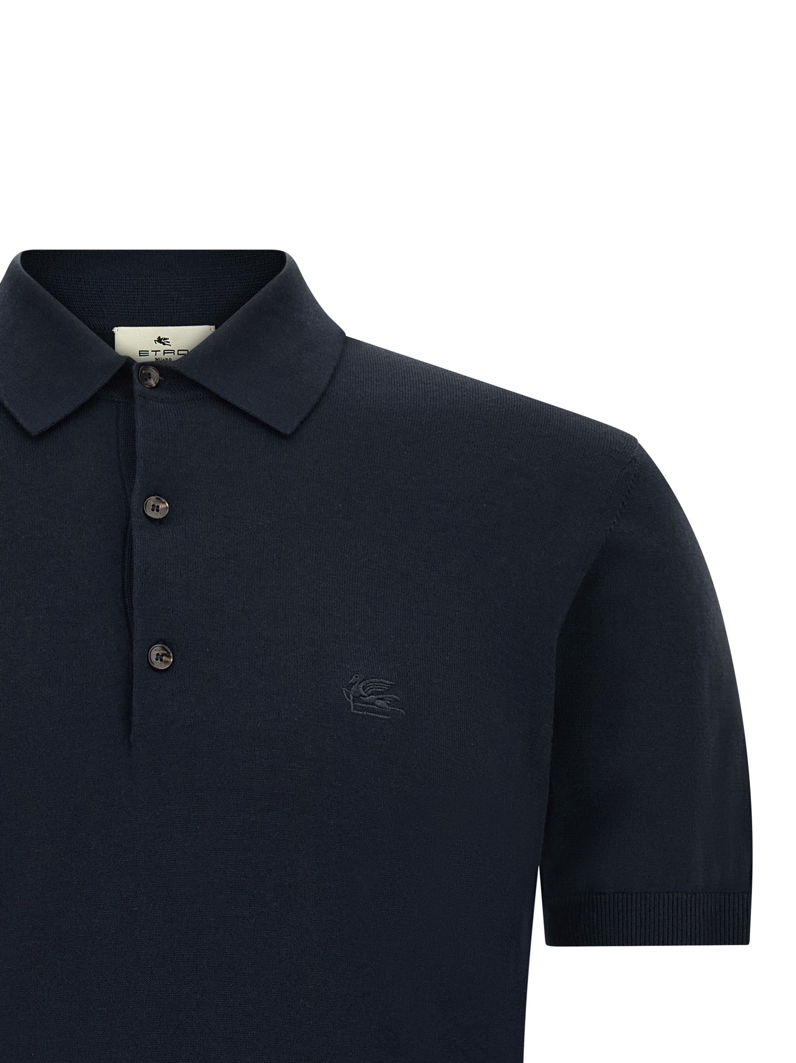 Etro Blaues Baumwoll-Polohemd
