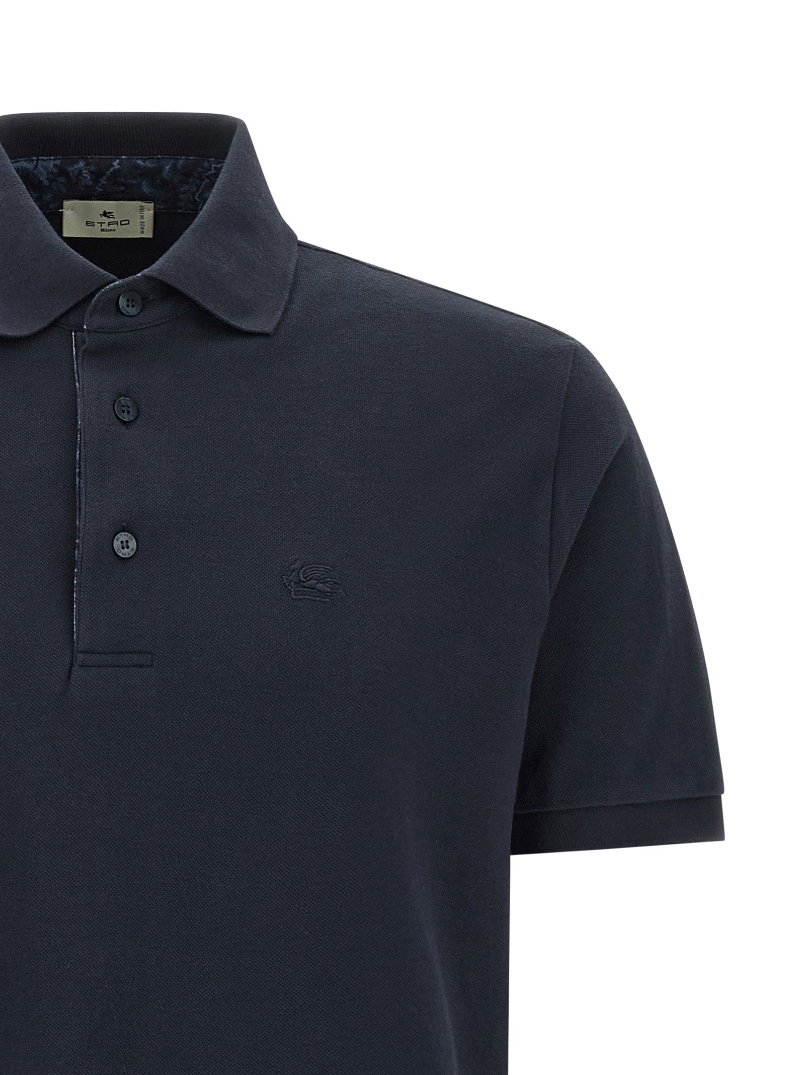 Etro Blaues Baumwoll-Polohemd