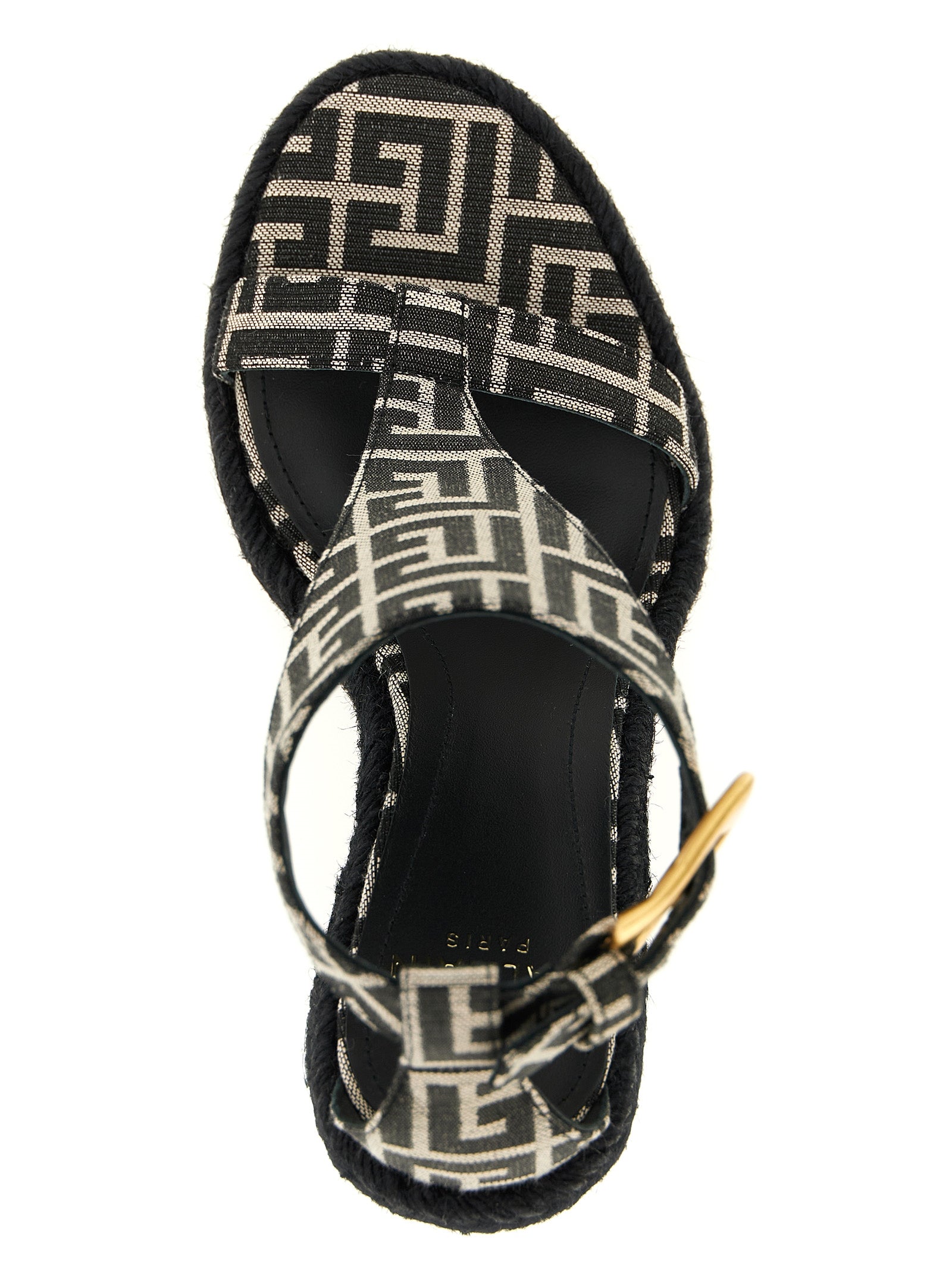 Balmain Schwarze Keilsandalen aus Polyester