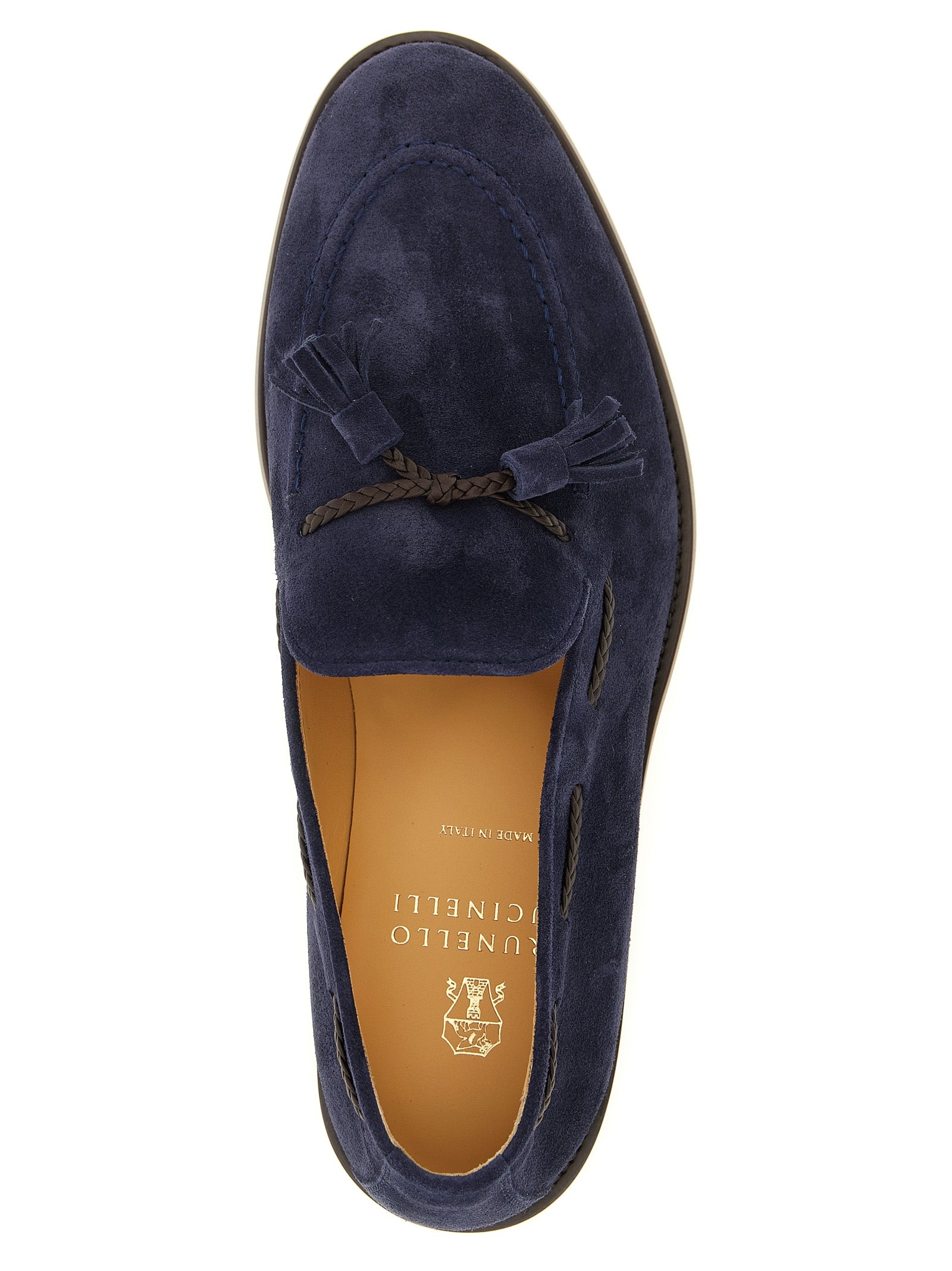 Brunello Cucinelli Mokassins aus blauem Kalbsleder