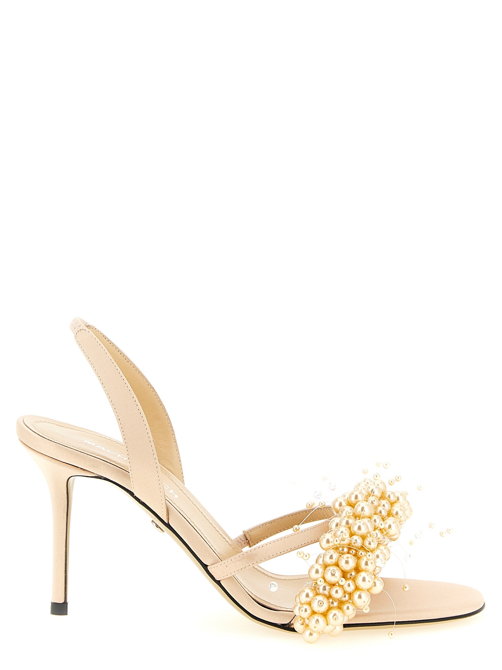 MACH & MACH Goldene Satin-Stiletto-Sandalen