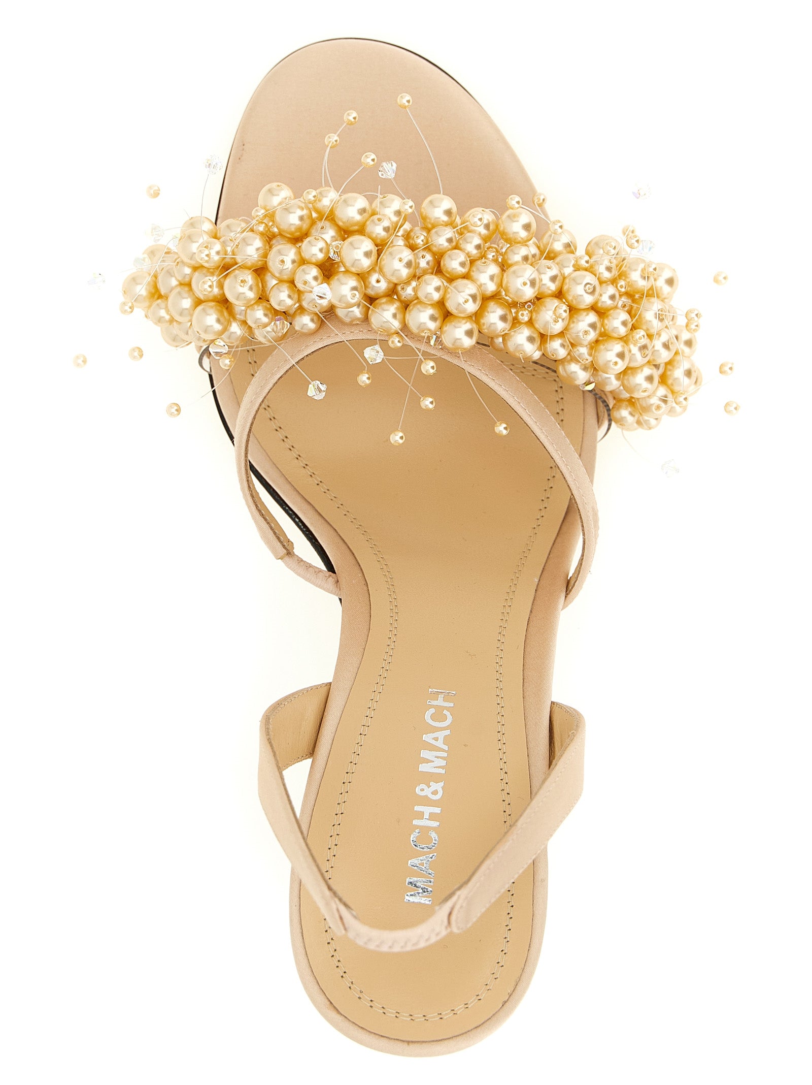 MACH & MACH Goldene Satin-Stiletto-Sandalen