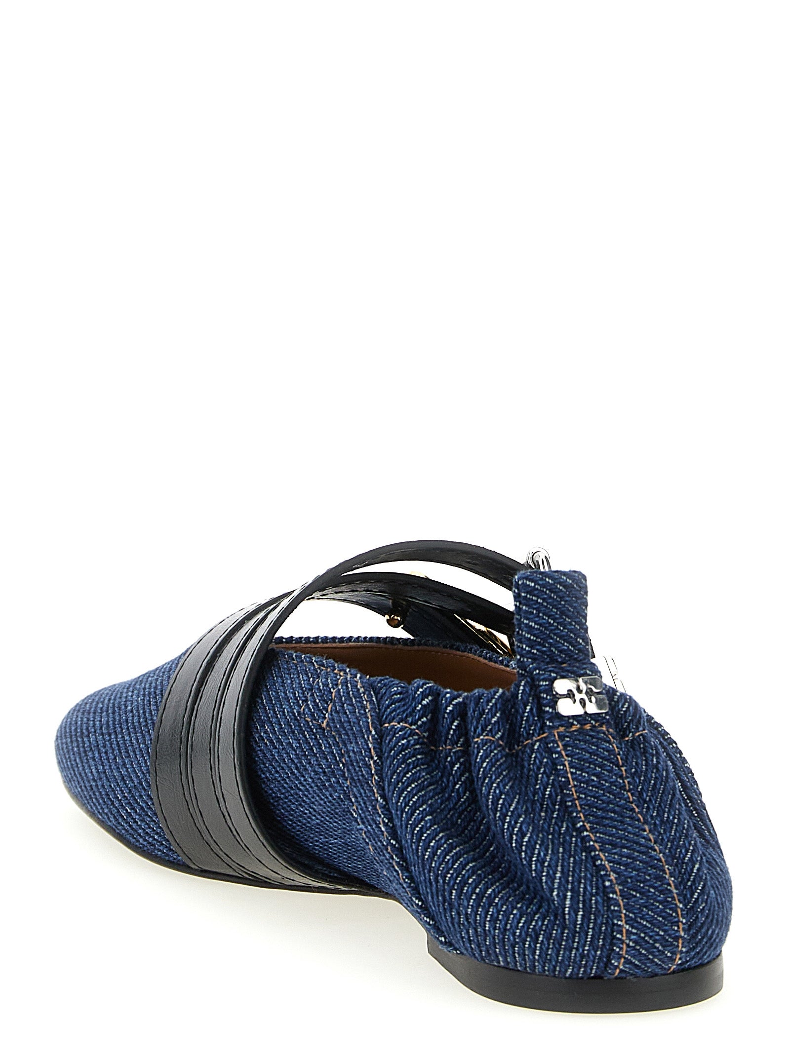 Ganni Blaue Ballerinas aus Bio-Baumwolle
