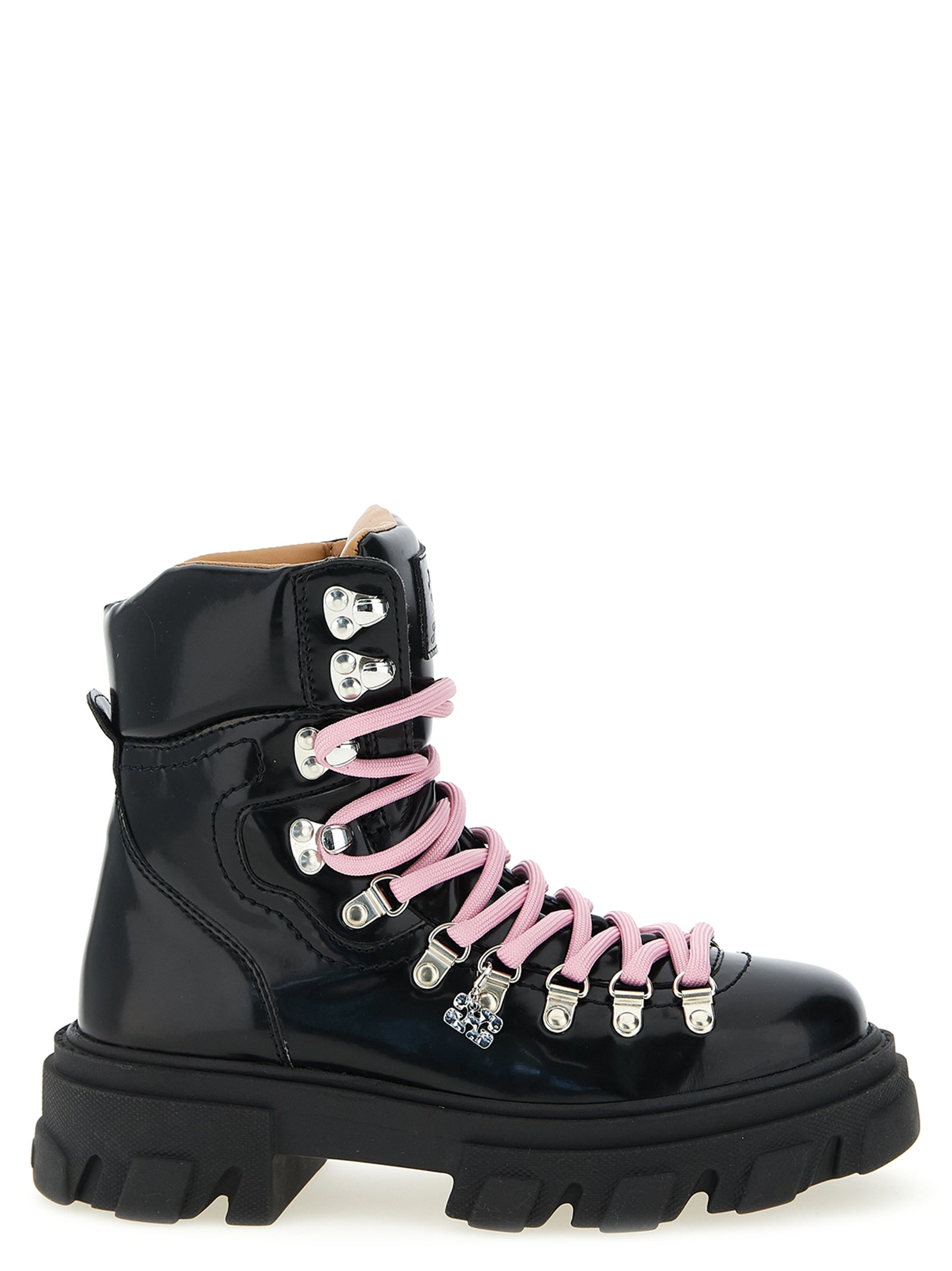 Ganni Schwarze Schnürstiefel aus Polyester