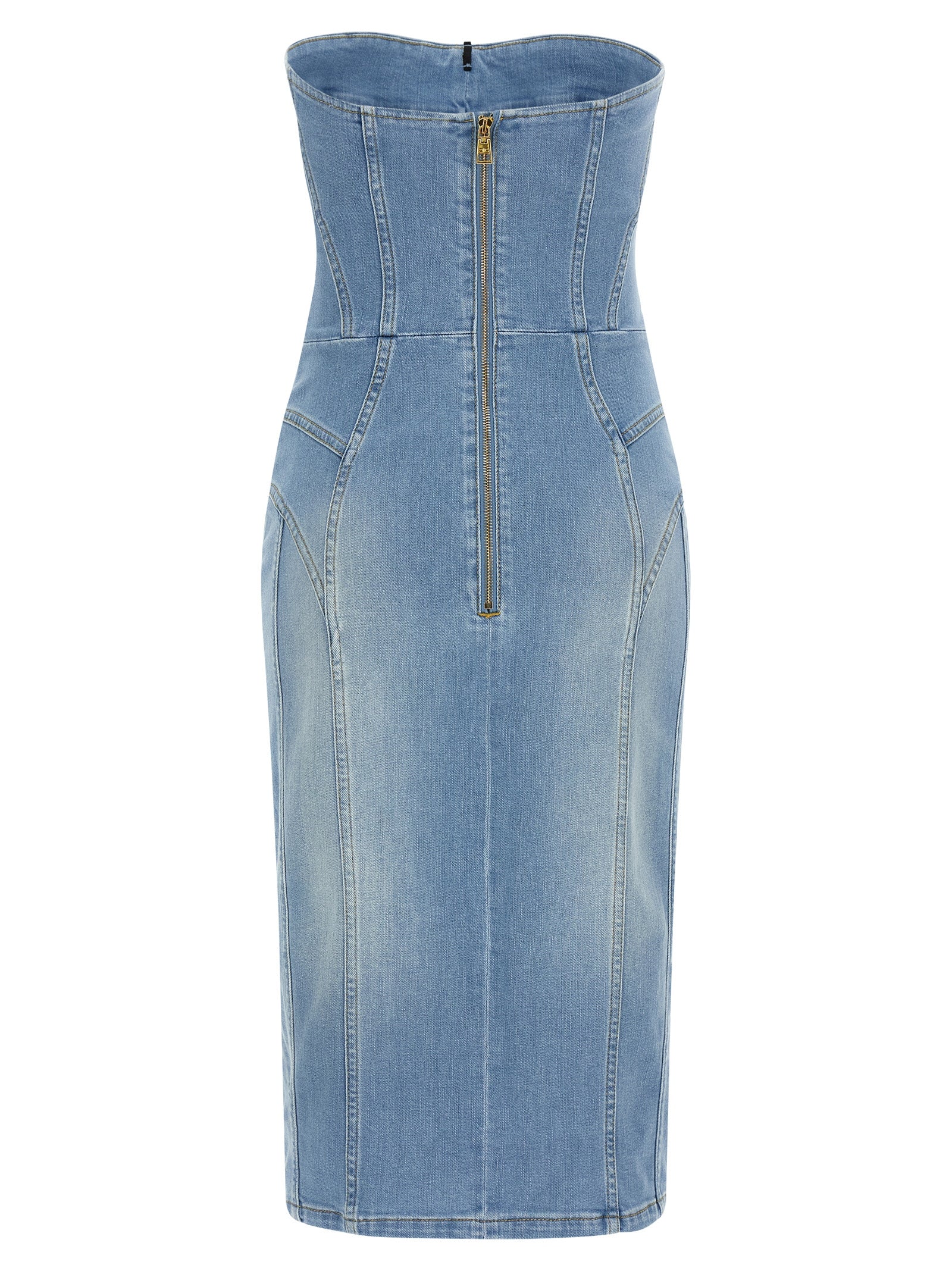 Elisabetta Franchi Blaues Baumwoll-Midikleid