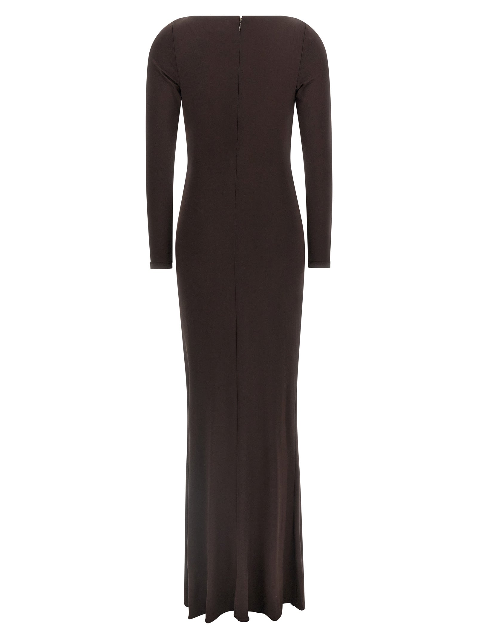Elisabetta Franchi Braunes Viskose-Maxikleid