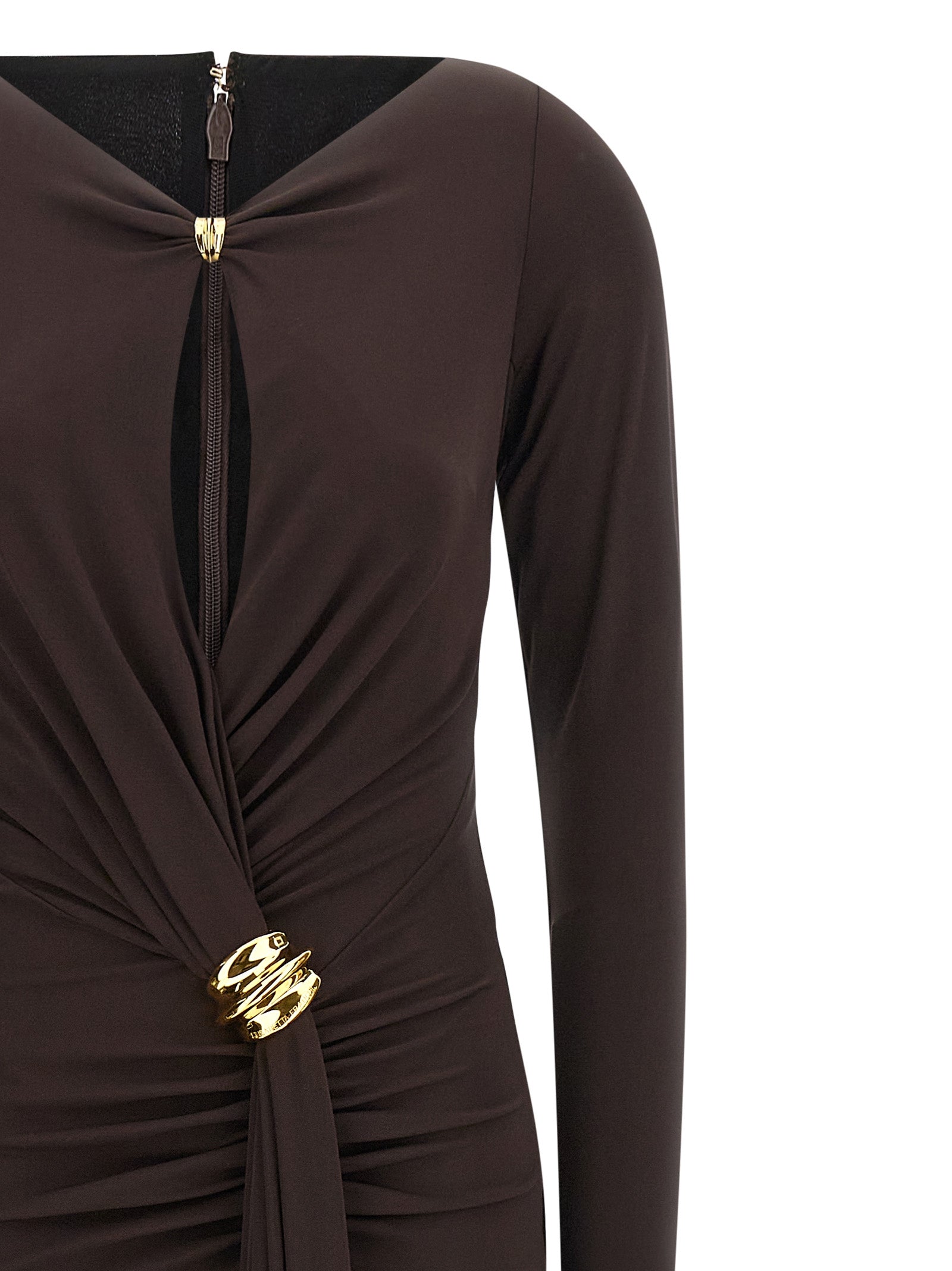 Elisabetta Franchi Braunes Viskose-Maxikleid
