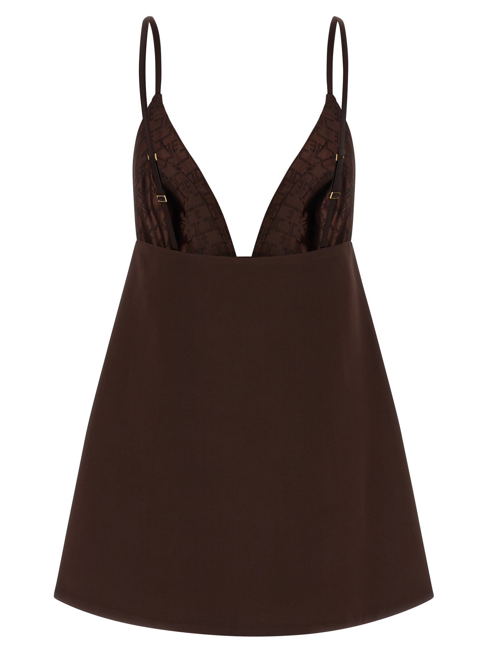 Elisabetta Franchi Kurzes Braunes Kleid Aus Polyester