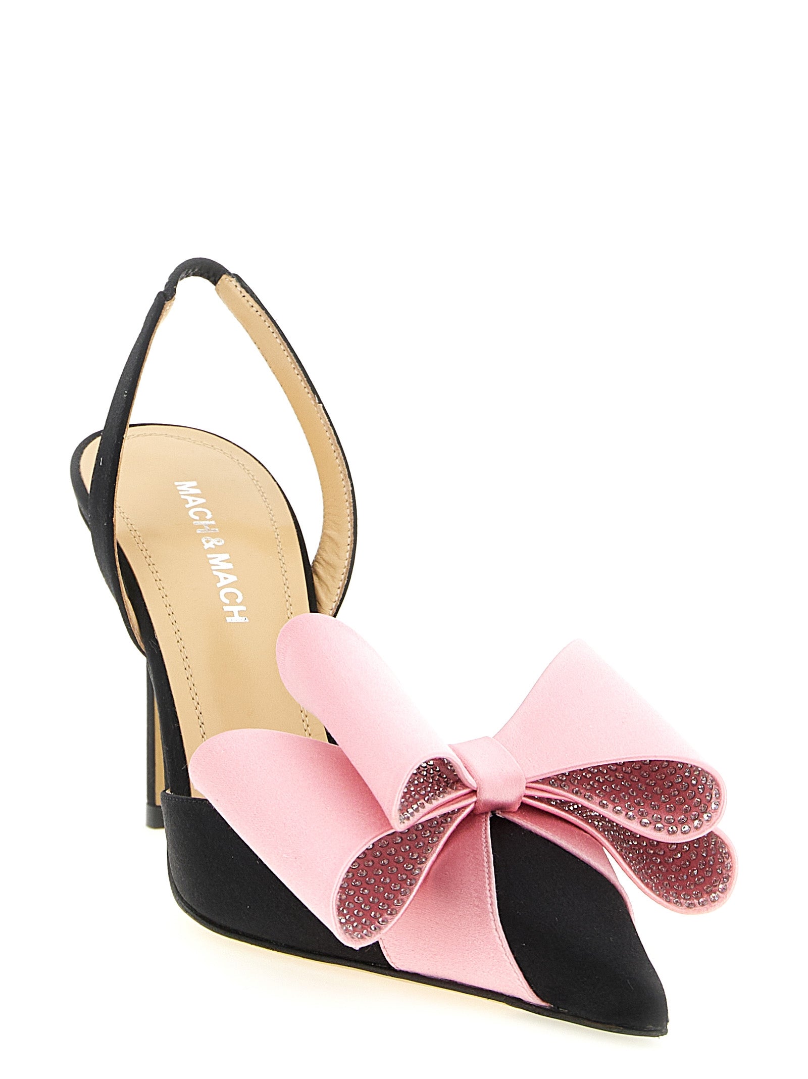 MACH & MACH Mehrfarbige Satin-Pumps mit hohem Absatz