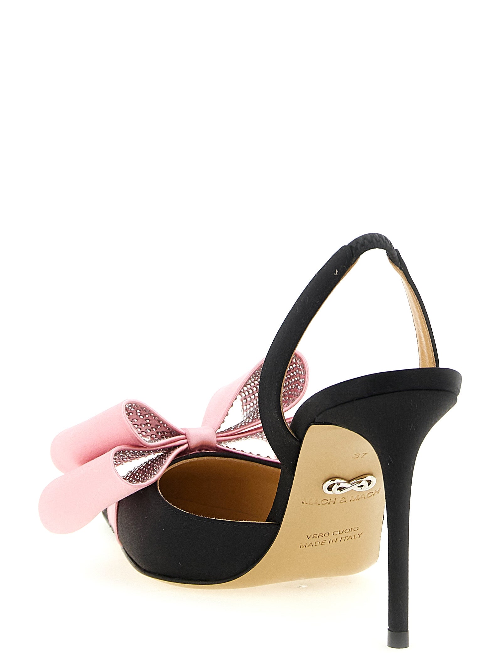 MACH & MACH Mehrfarbige Satin-Pumps mit hohem Absatz