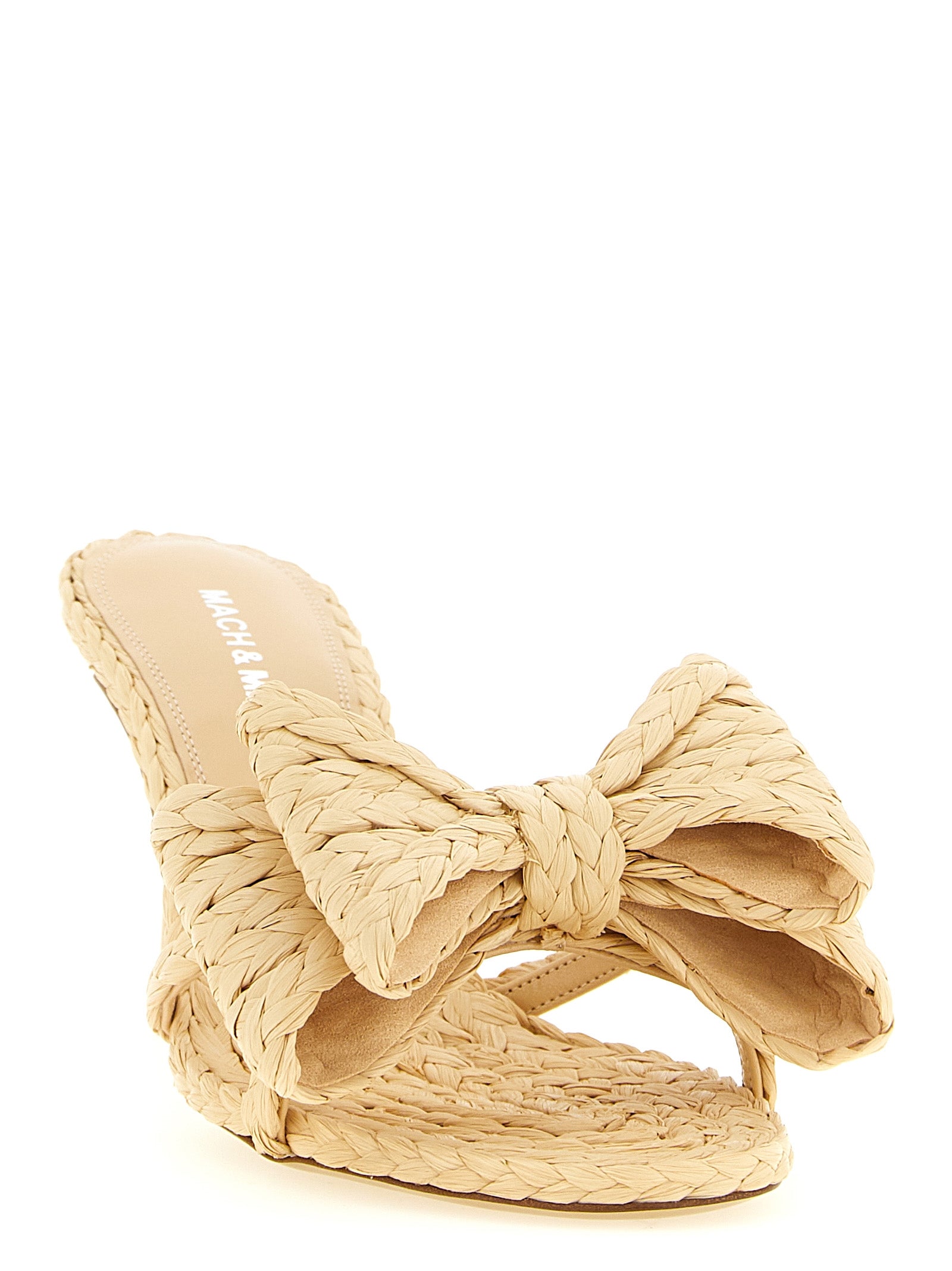 MACH & MACH Beige Raffia Stiletto-Sandalen
