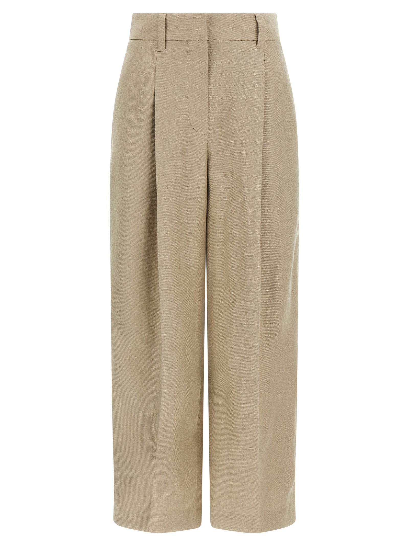 Brunello Cucinelli Beige Leinen Freizeithose