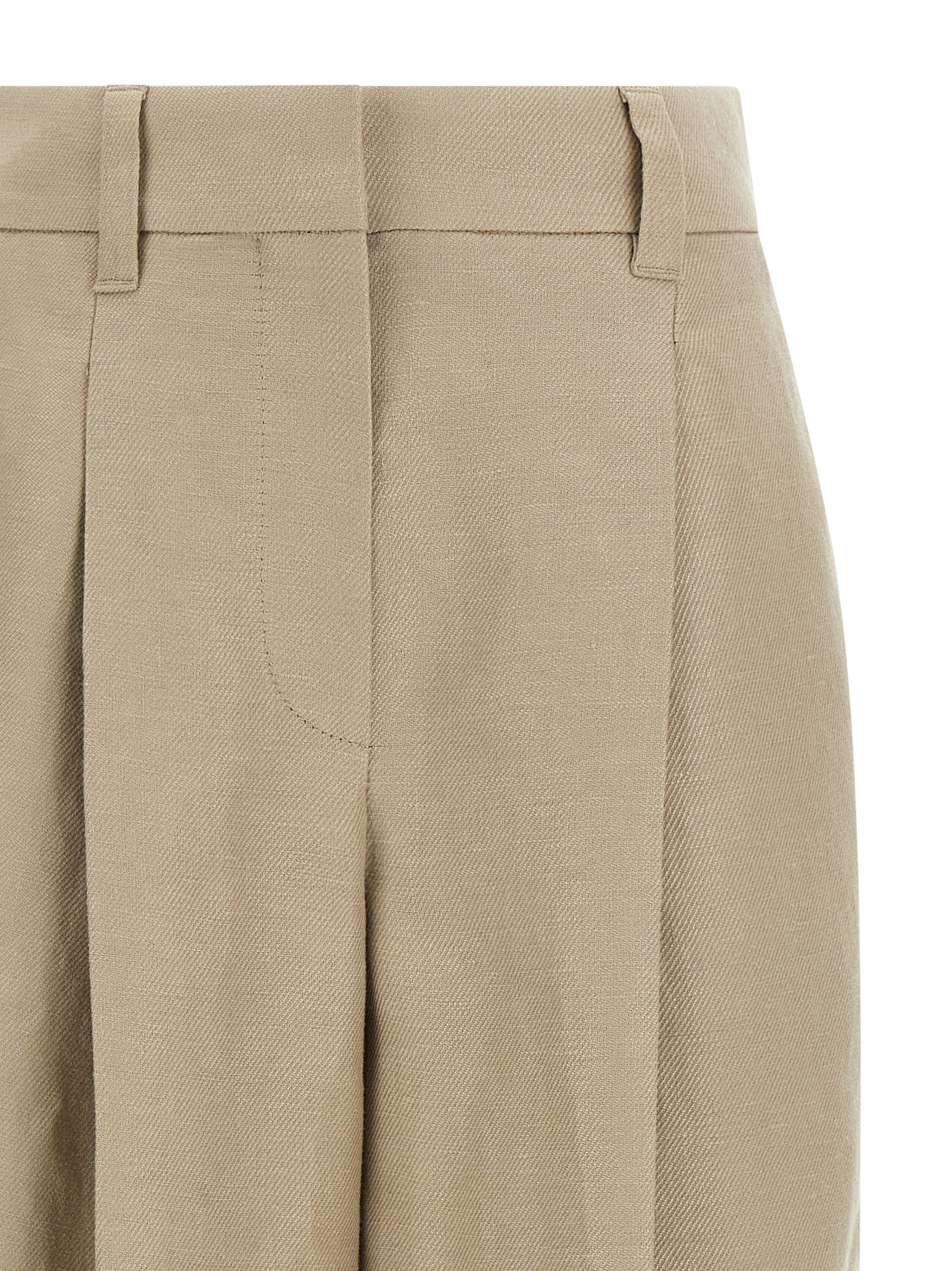 Brunello Cucinelli Beige Leinen Freizeithose