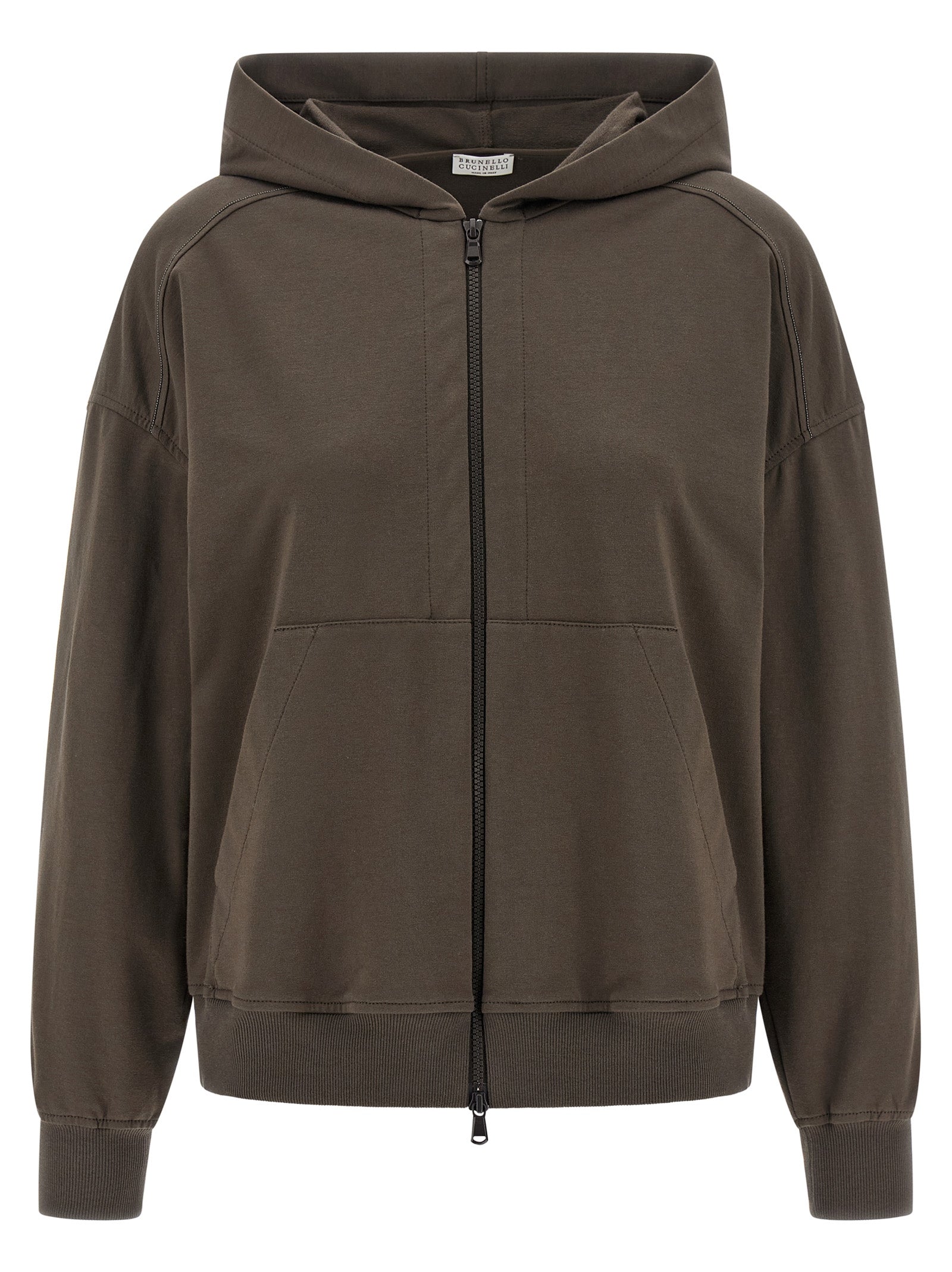 Brunello Cucinelli Brauner Baumwoll-Kapuzenpullover