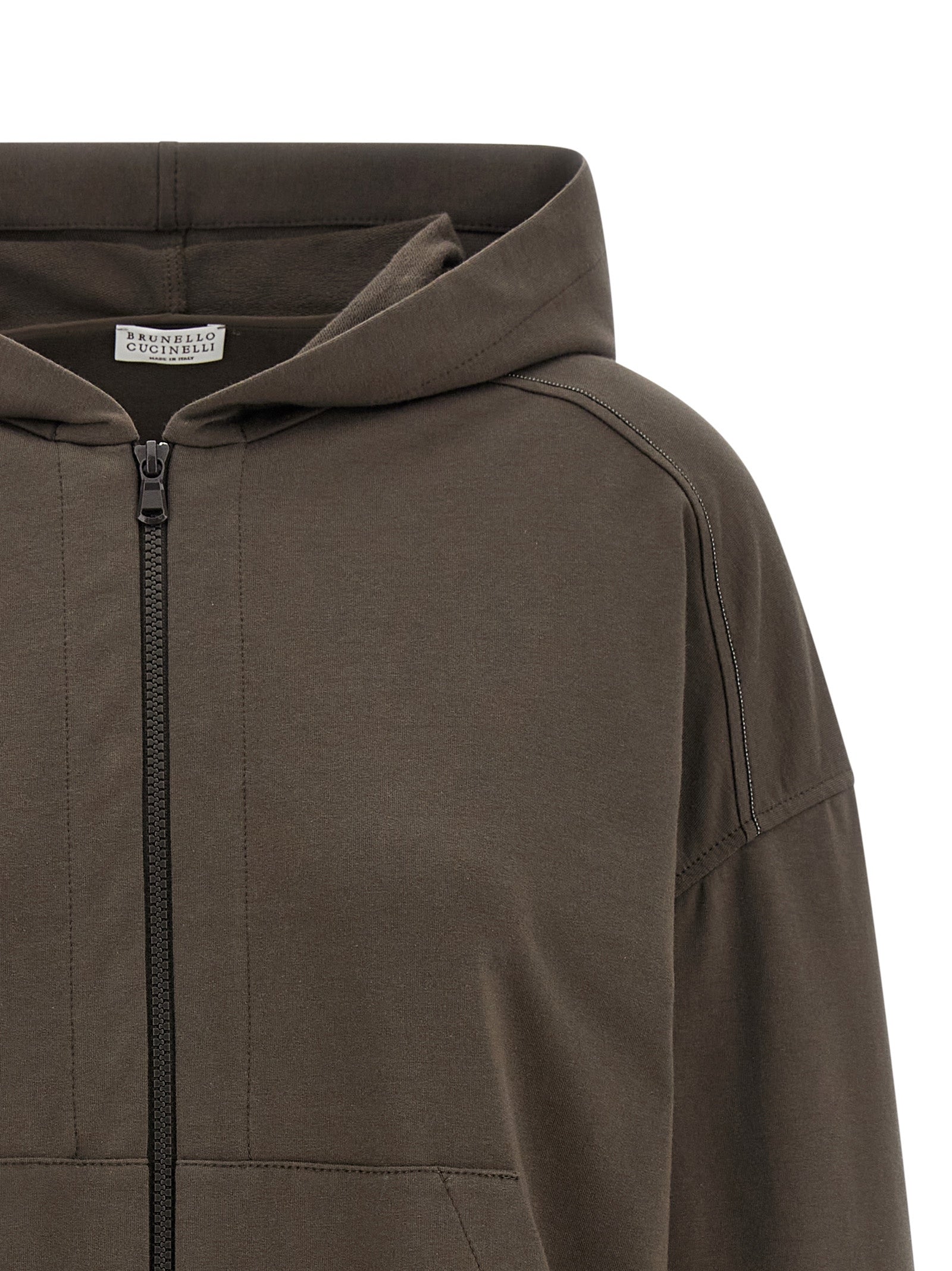 Brunello Cucinelli Brauner Baumwoll-Kapuzenpullover