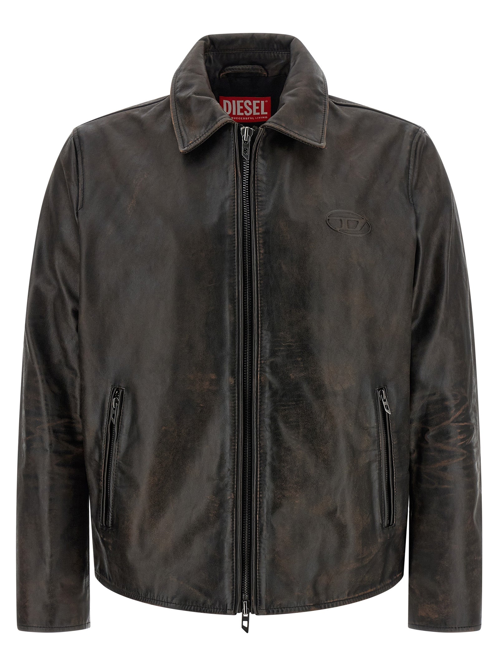 Diesel Braune Lederjacke aus Rindsleder