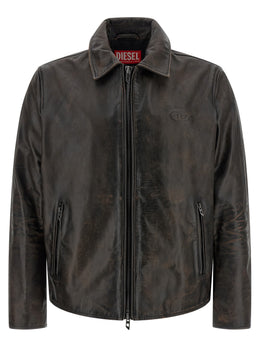 Diesel Braune Lederjacke aus Rindsleder