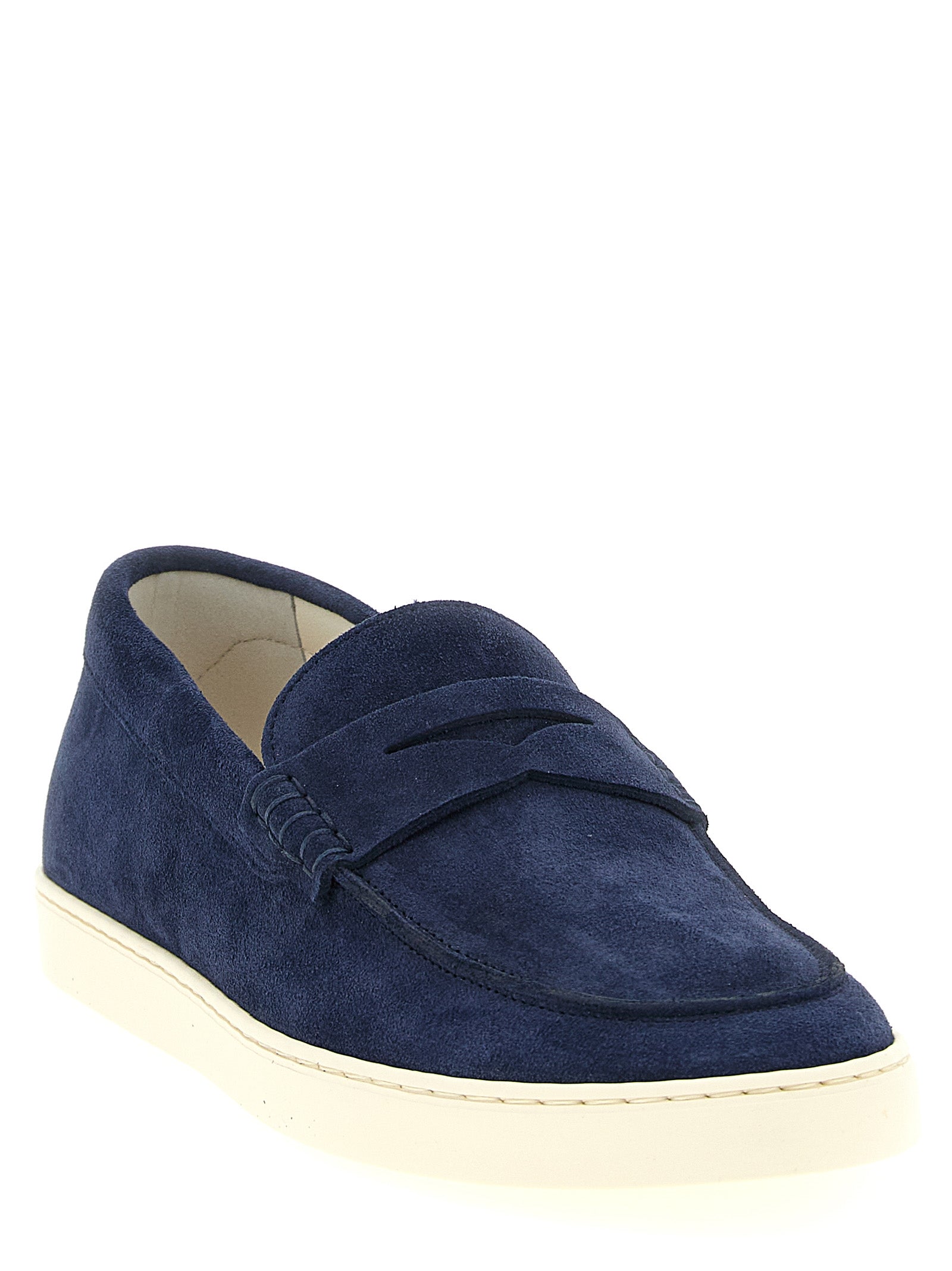 Brunello Cucinelli Mokassins aus blauem Kalbsleder