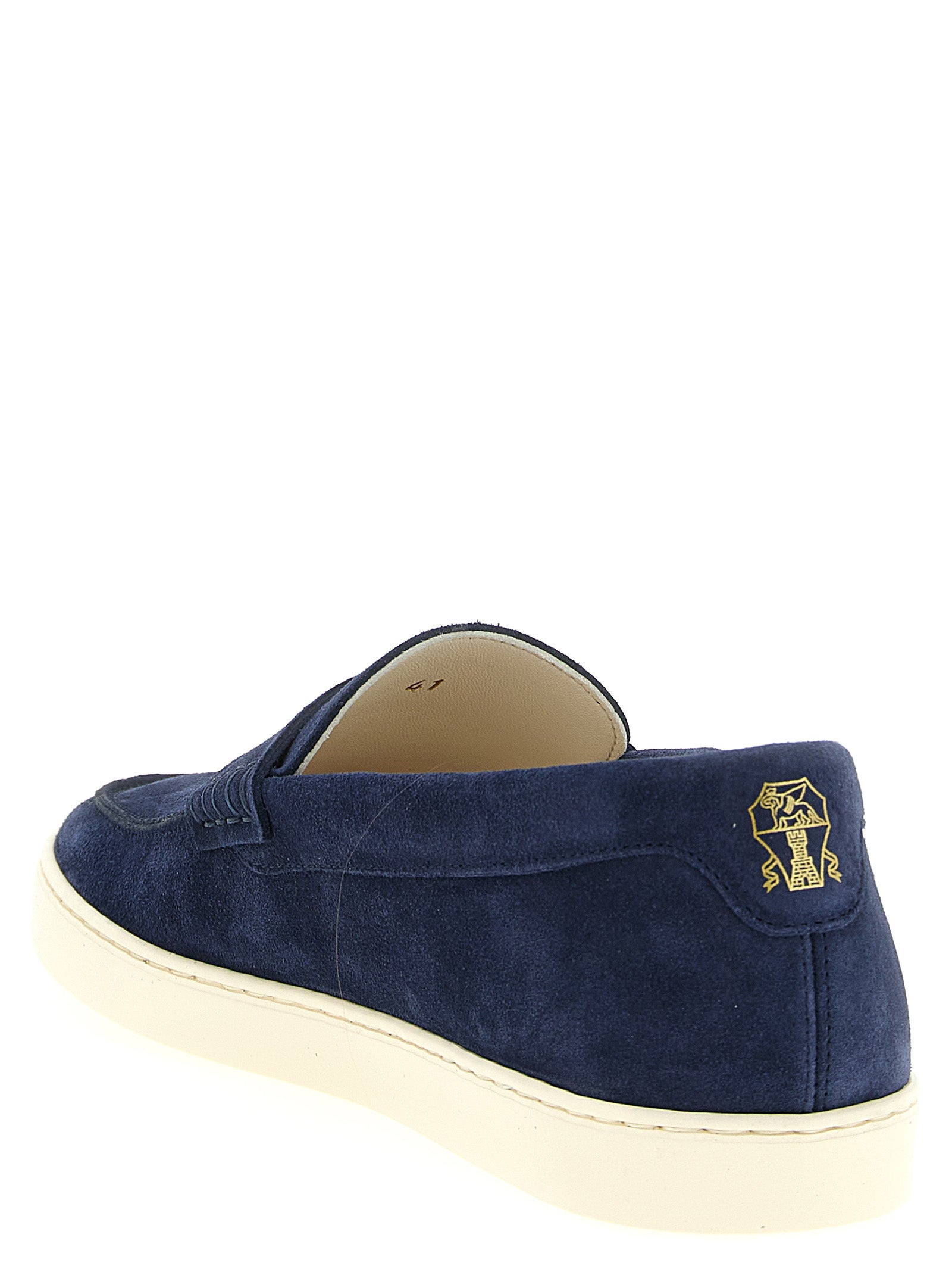 Brunello Cucinelli Mokassins aus blauem Kalbsleder