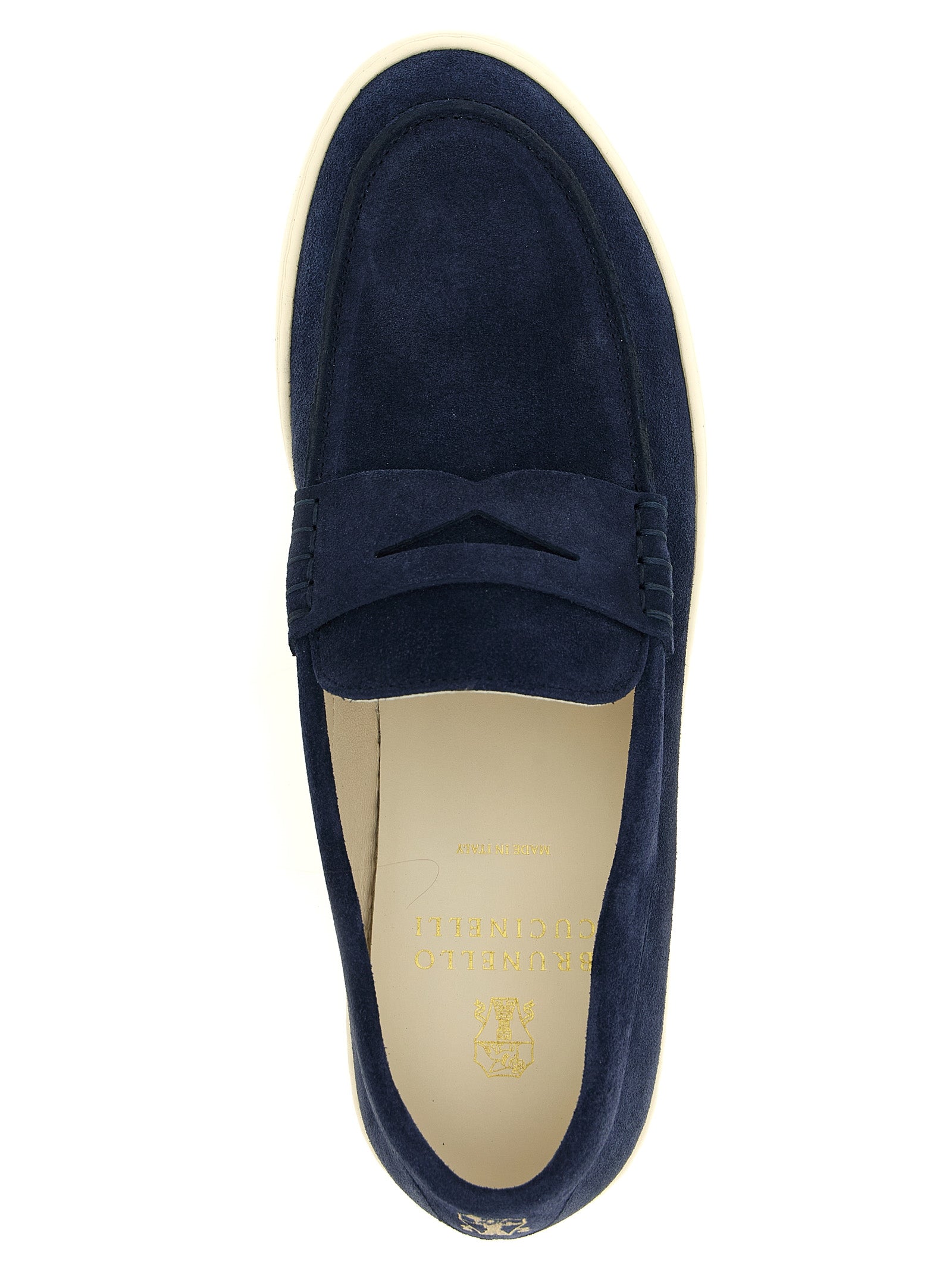 Brunello Cucinelli Mokassins aus blauem Kalbsleder