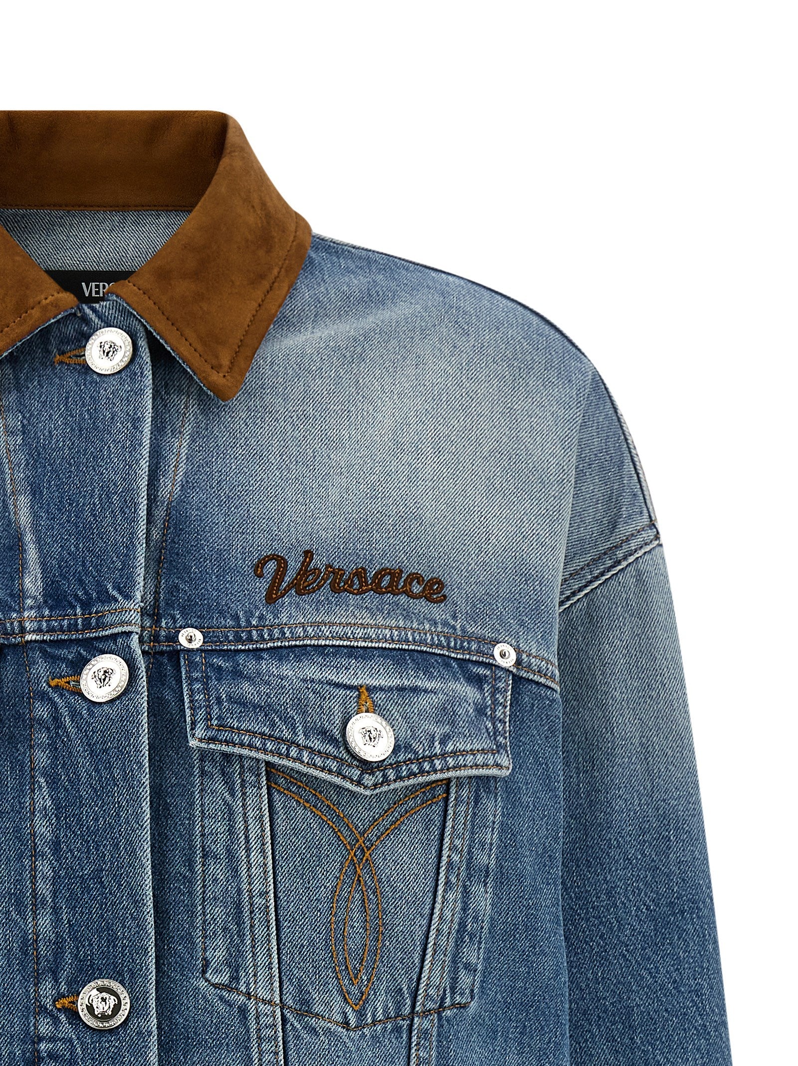 Versace Blaue Jeansjacke aus Baumwolle