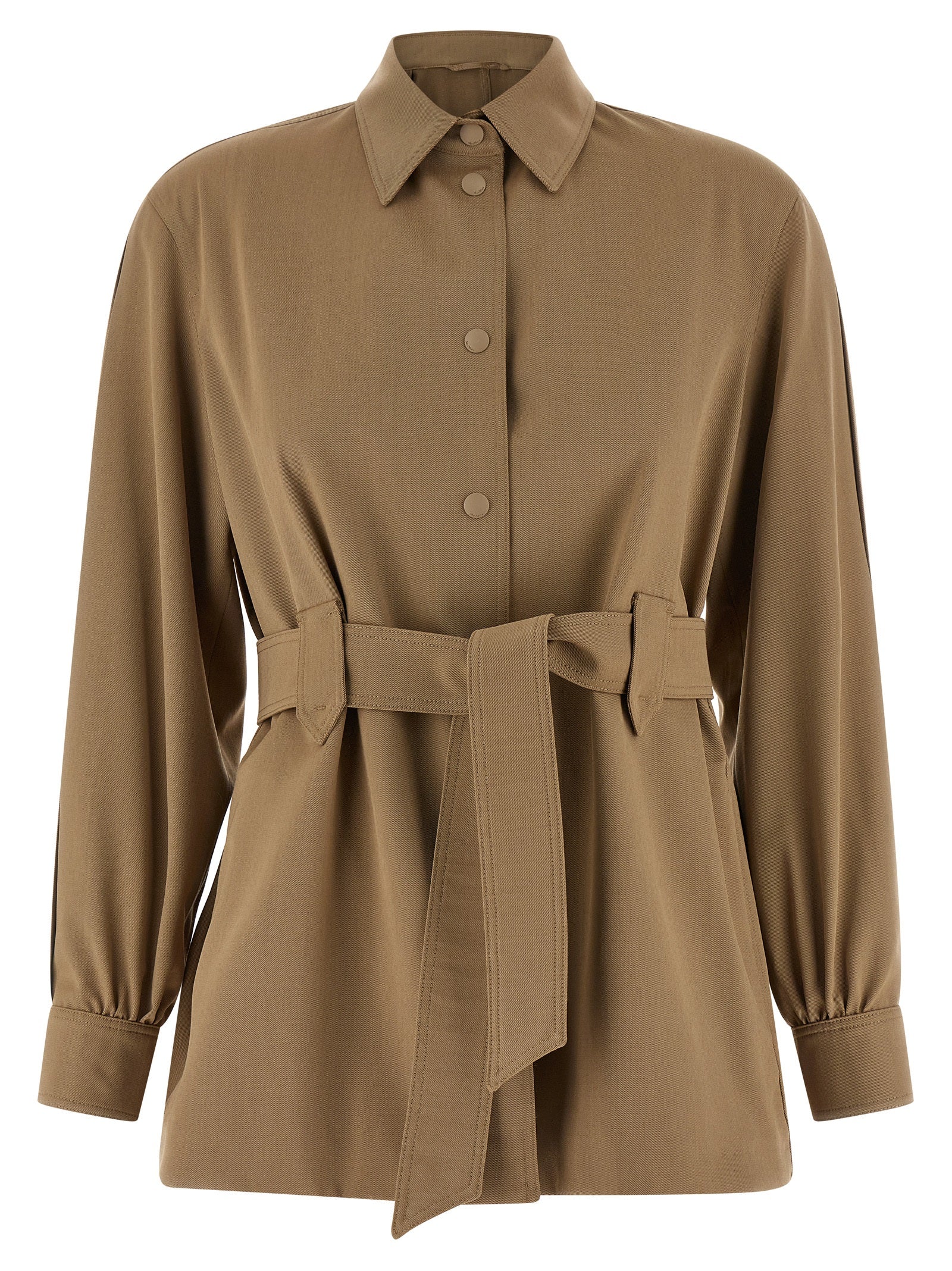 Max Mara Bluse aus reiner Schurwolle in Beige