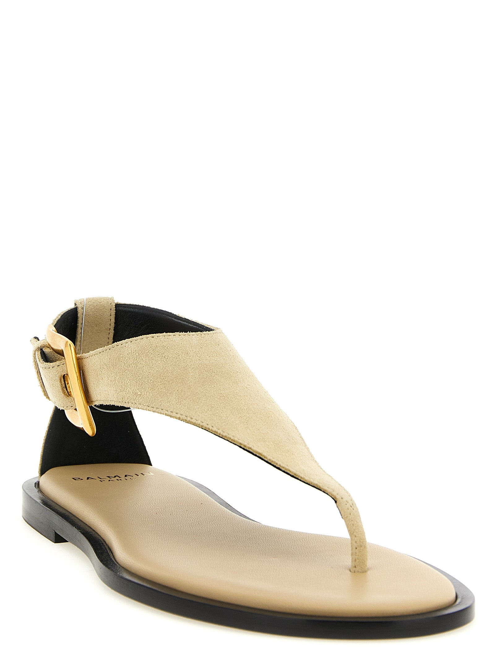 Balmain Beige Kalbsleder Sandalen
