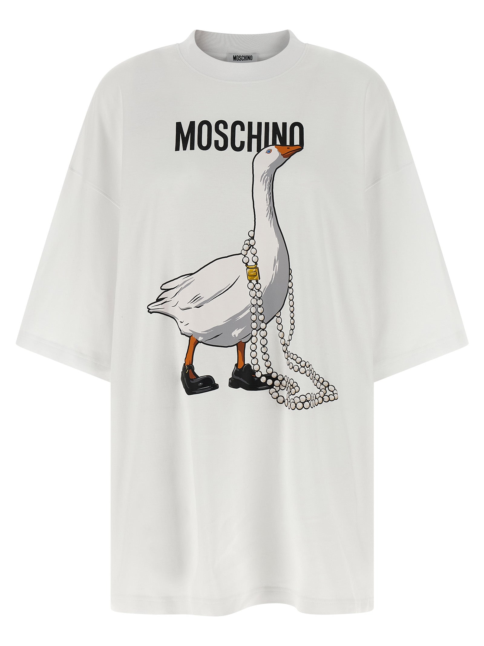 Moschino Weißes Baumwoll-Kurzkleid