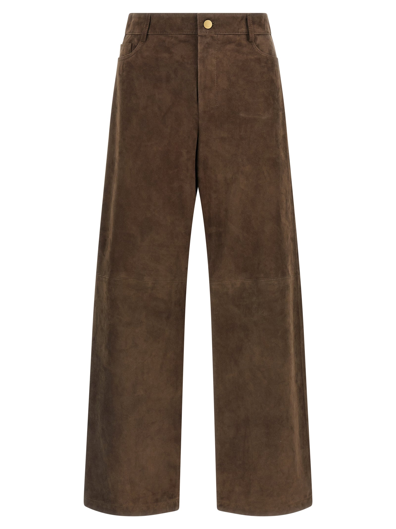 'S Max Mara Braune Lammleder-Freizeithose