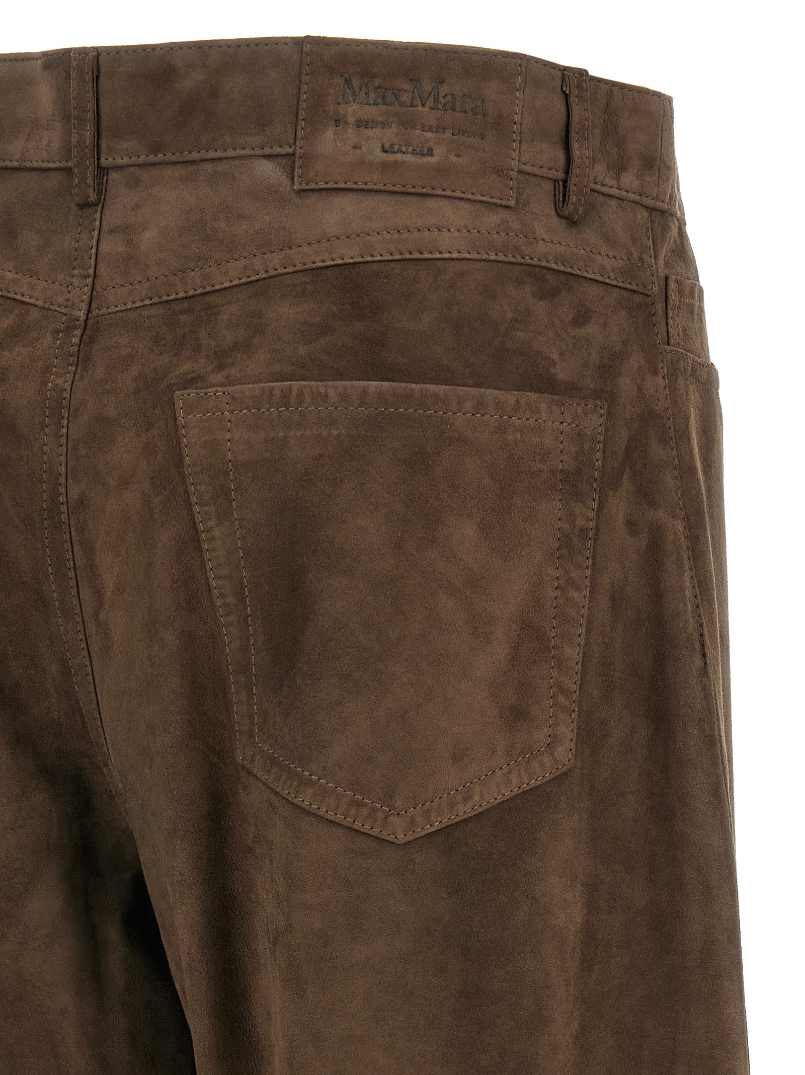 'S Max Mara Braune Lammleder-Freizeithose