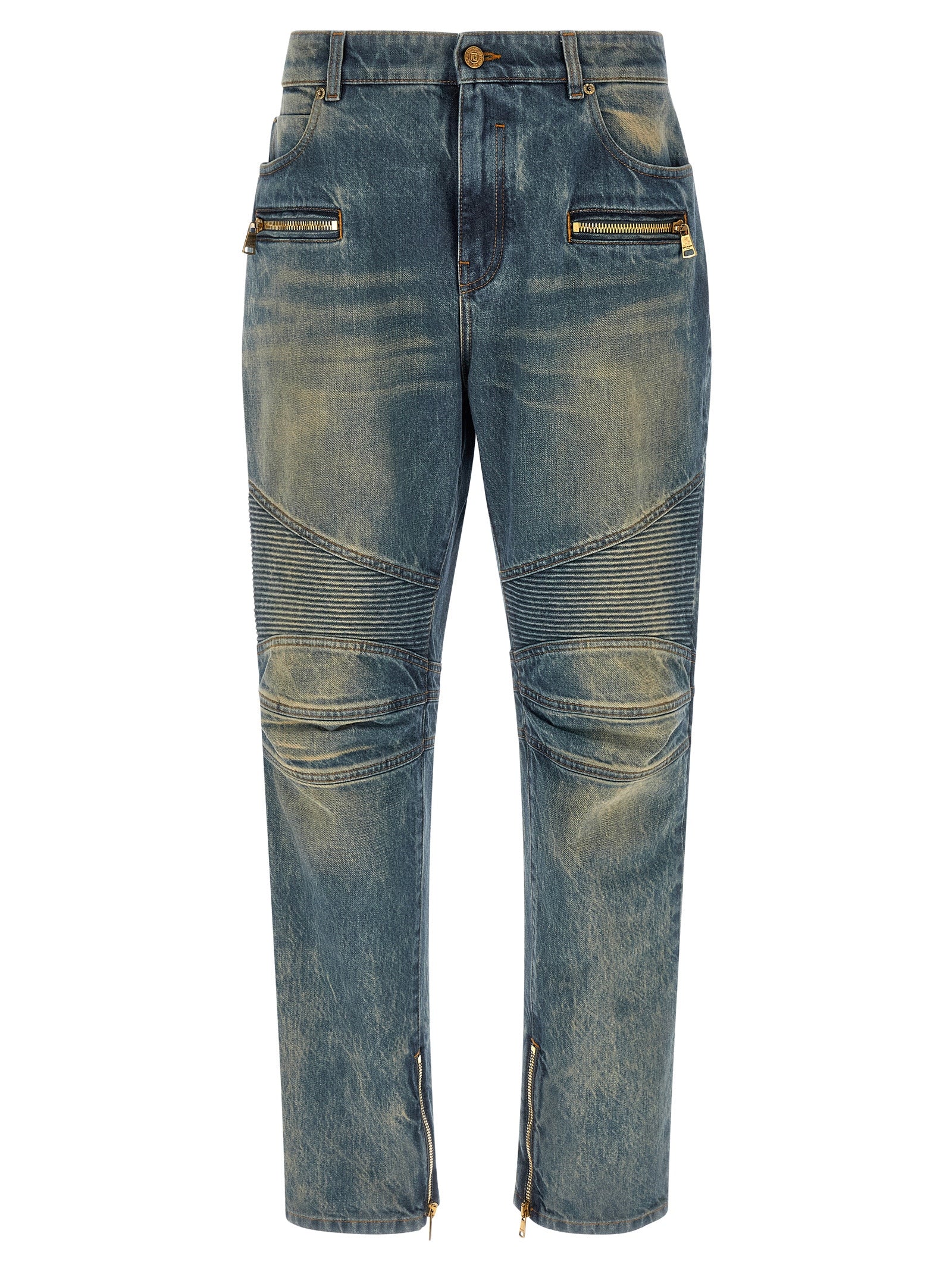 Balmain Blaue Jeans aus Baumwolle im geraden Schnitt