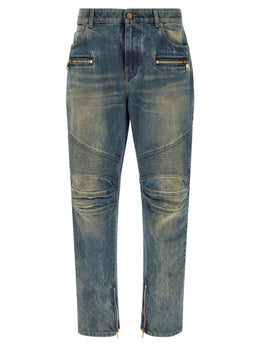 Balmain Blaue Jeans aus Baumwolle im geraden Schnitt