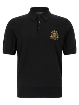 Dolce & Gabbana Schwarzes Poloshirt aus reiner Schurwolle