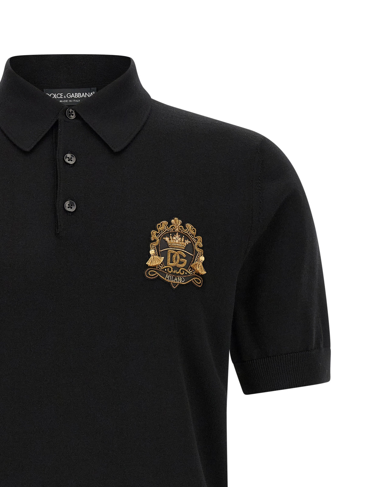 Dolce & Gabbana Schwarzes Poloshirt aus reiner Schurwolle