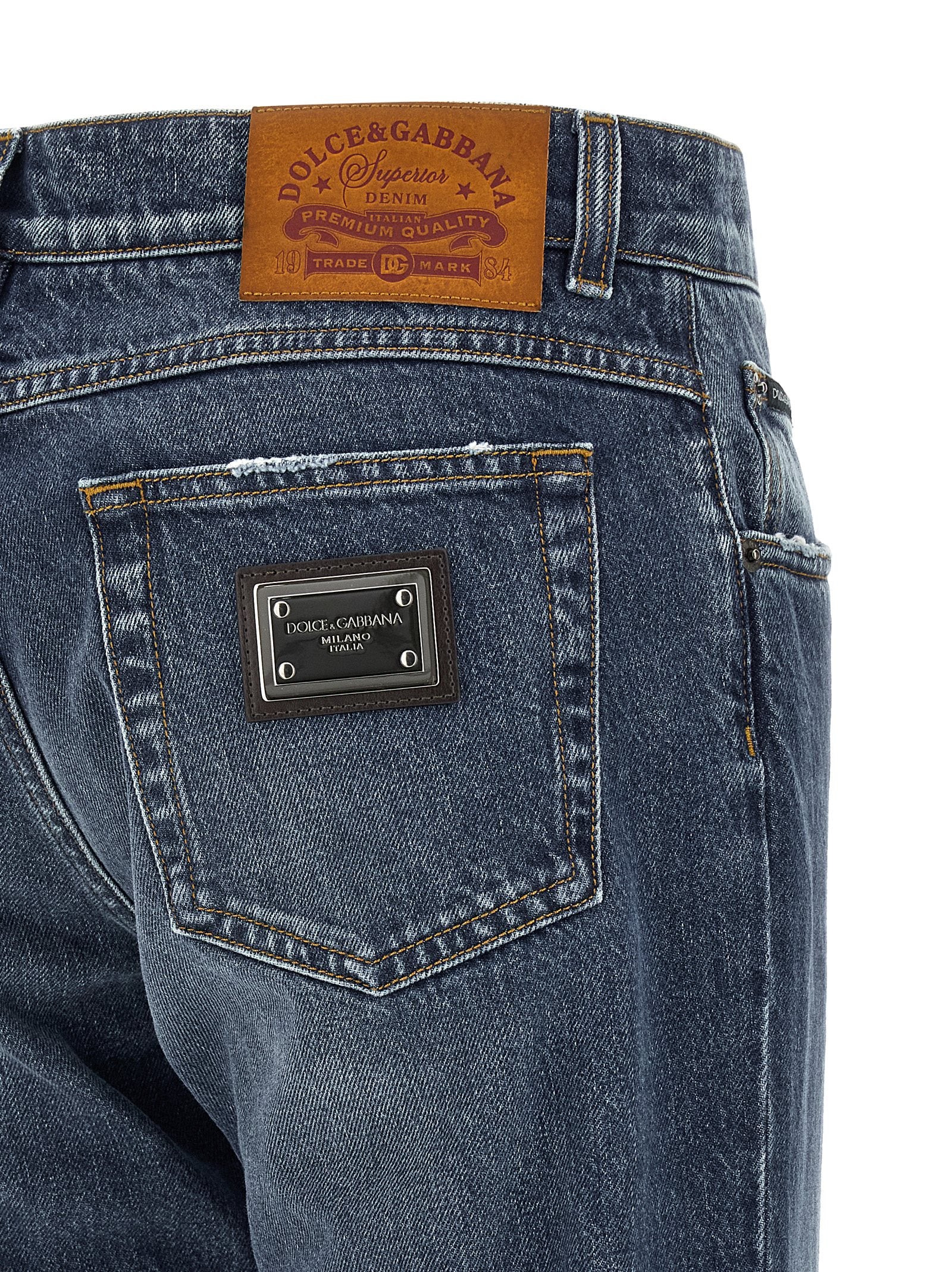 Dolce & Gabbana Blaue Jeans aus Baumwolle im geraden Schnitt