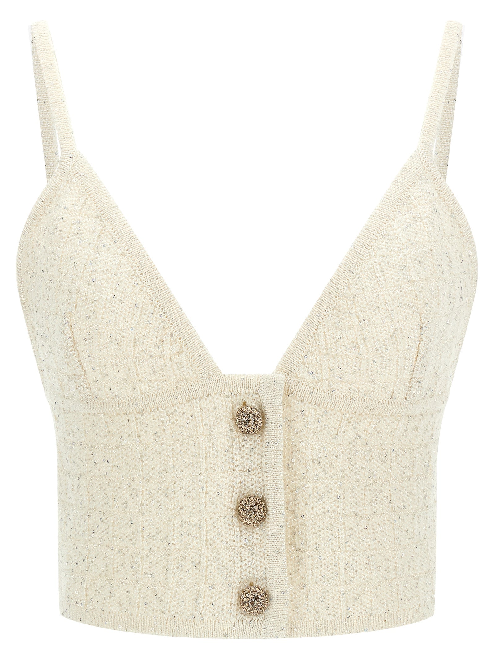 Alessandra Rich Weiße Polyester-Tanktops