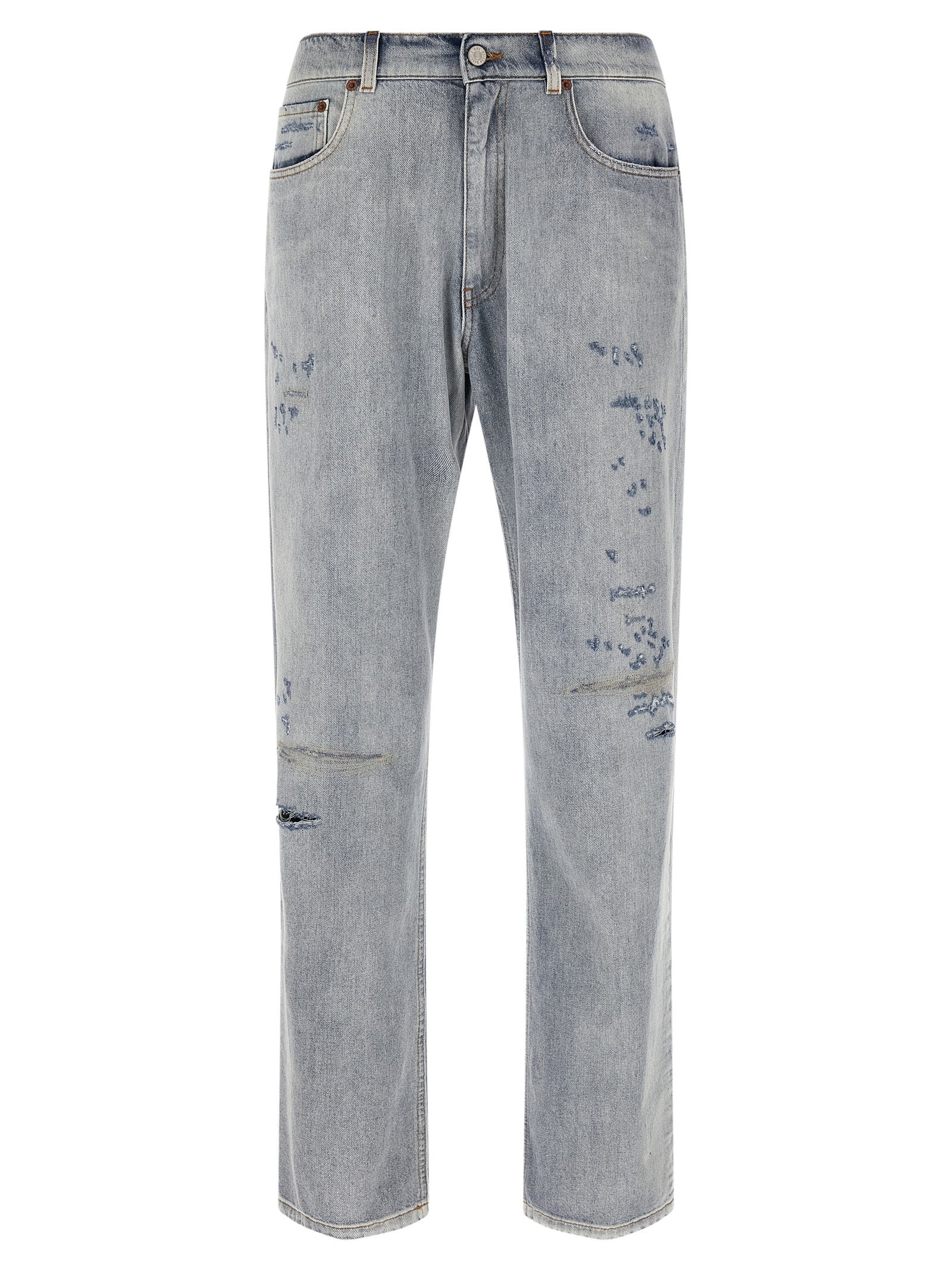 MM6 Maison Margiela Blaue Baumwolljeans im Relaxed Fit