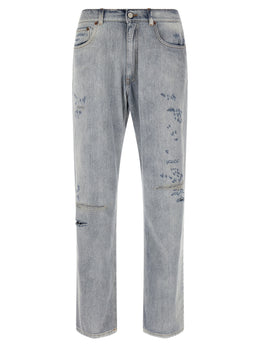 MM6 Maison Margiela Blaue Baumwolljeans im Relaxed Fit