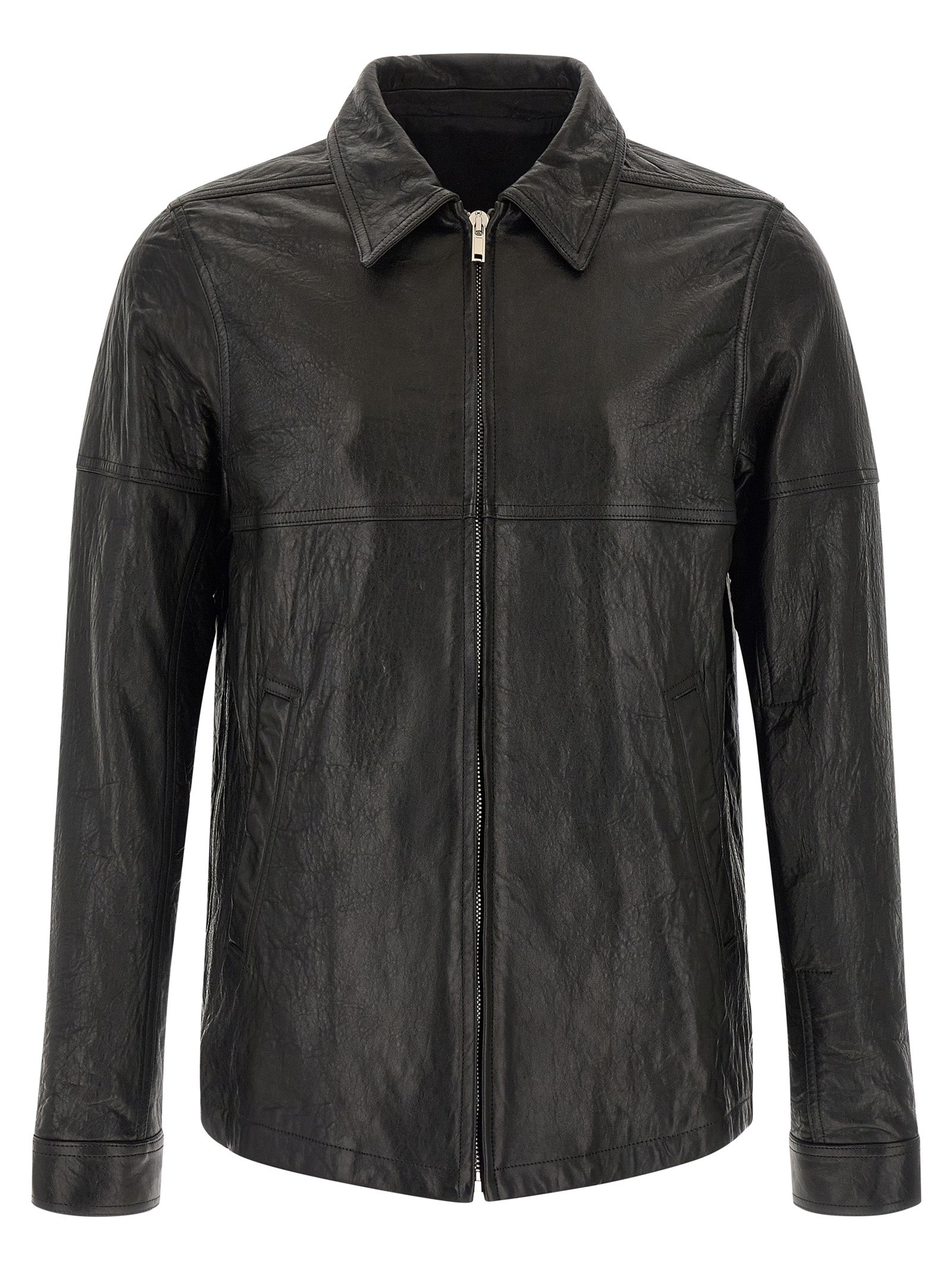 Rick Owens Schwarze Lammlederjacke