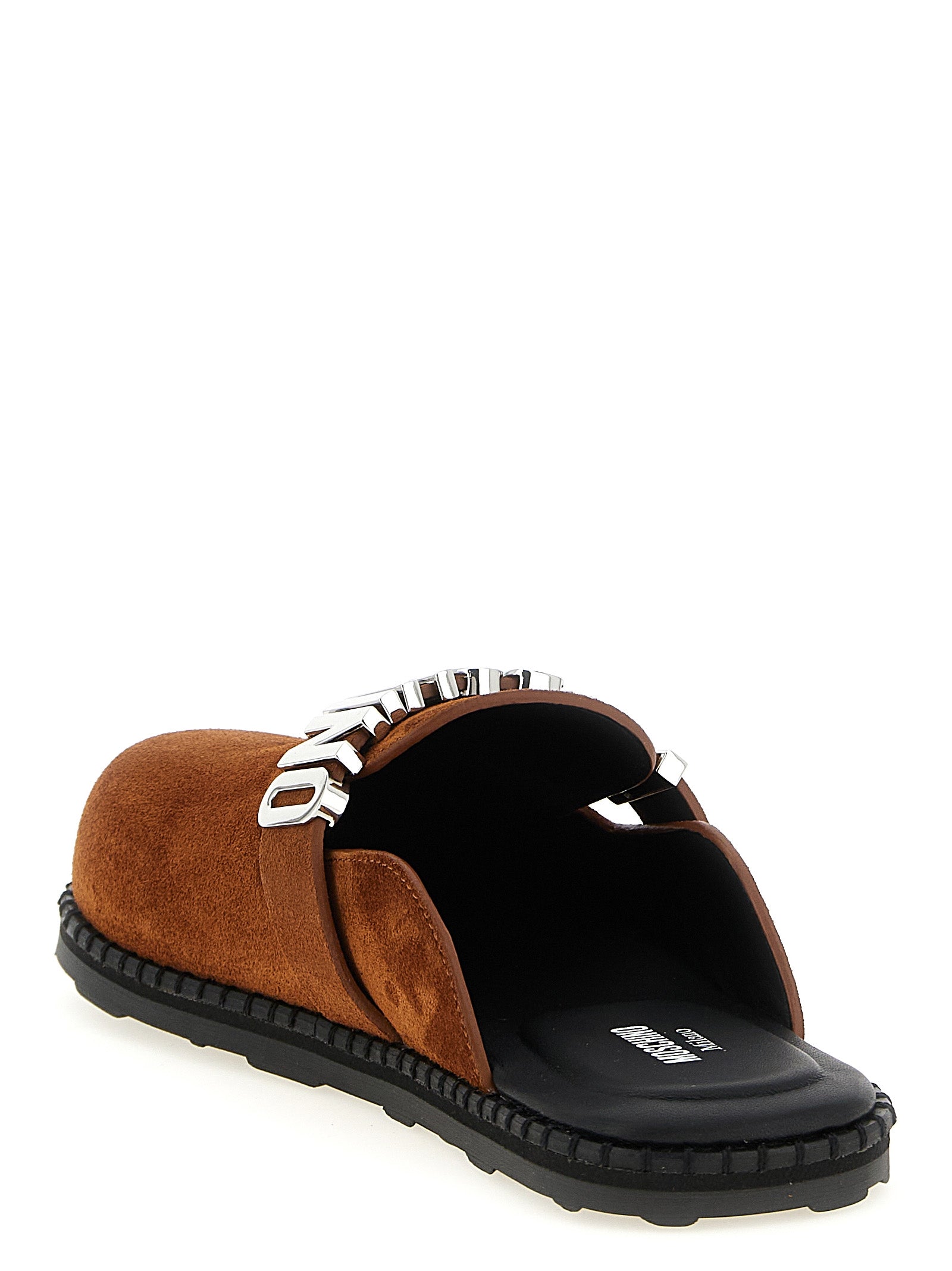 Moschino Braune Kalbsleder-Clogs