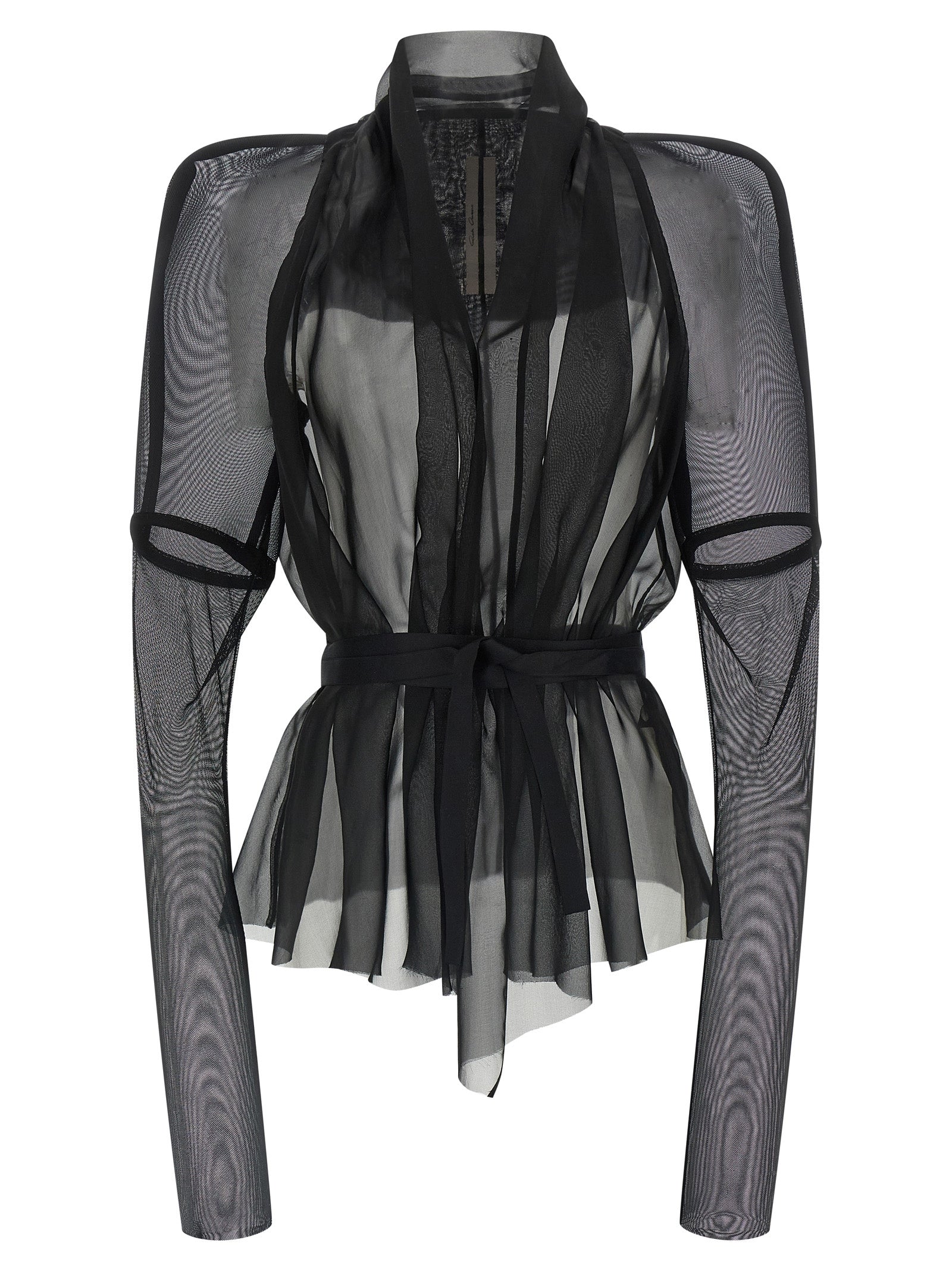 Rick Owens Schwarze Seiden-Maxijacke