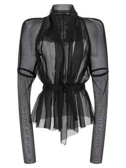 Rick Owens Schwarze Seiden-Maxijacke