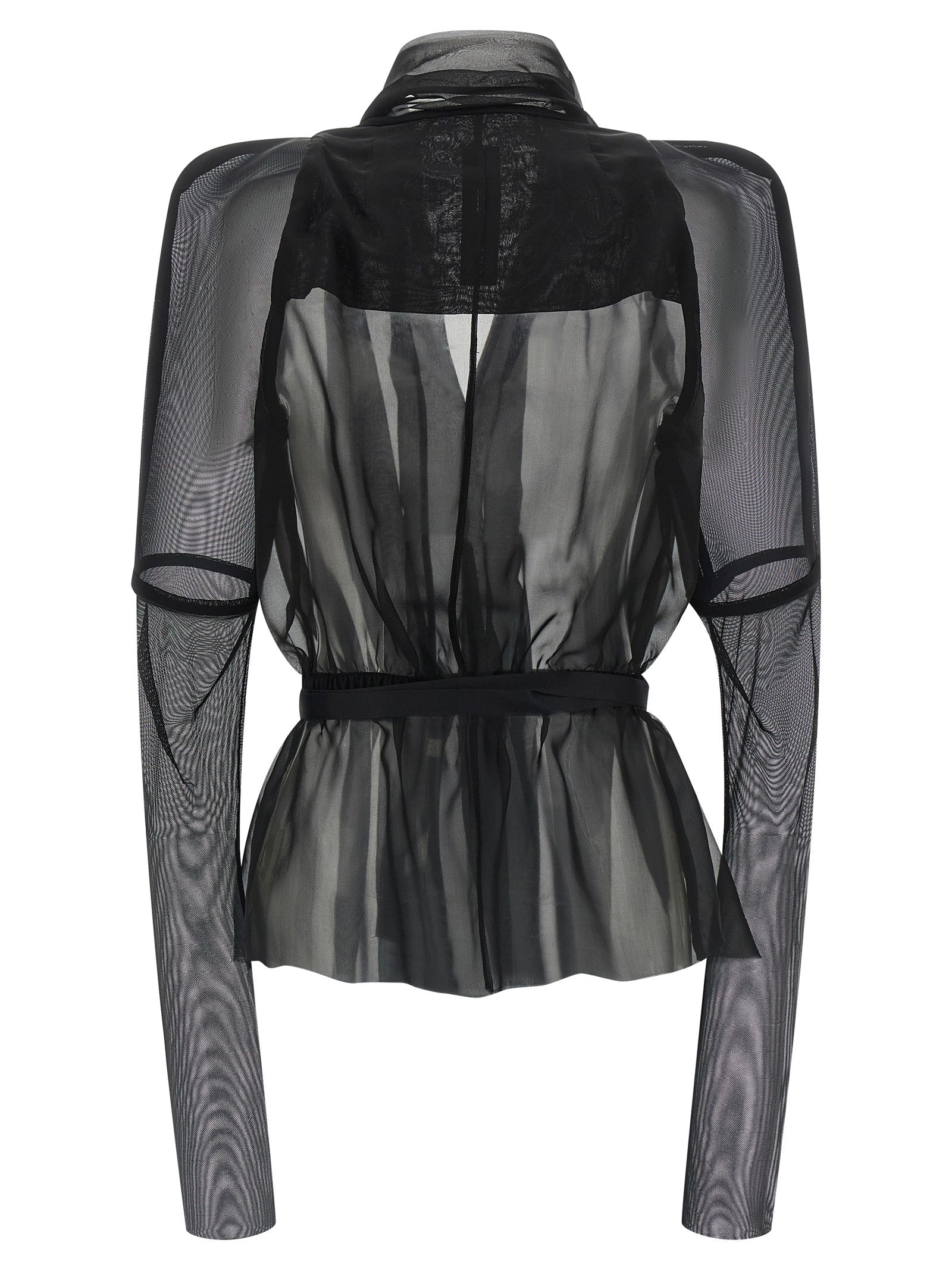 Rick Owens Schwarze Seiden-Maxijacke