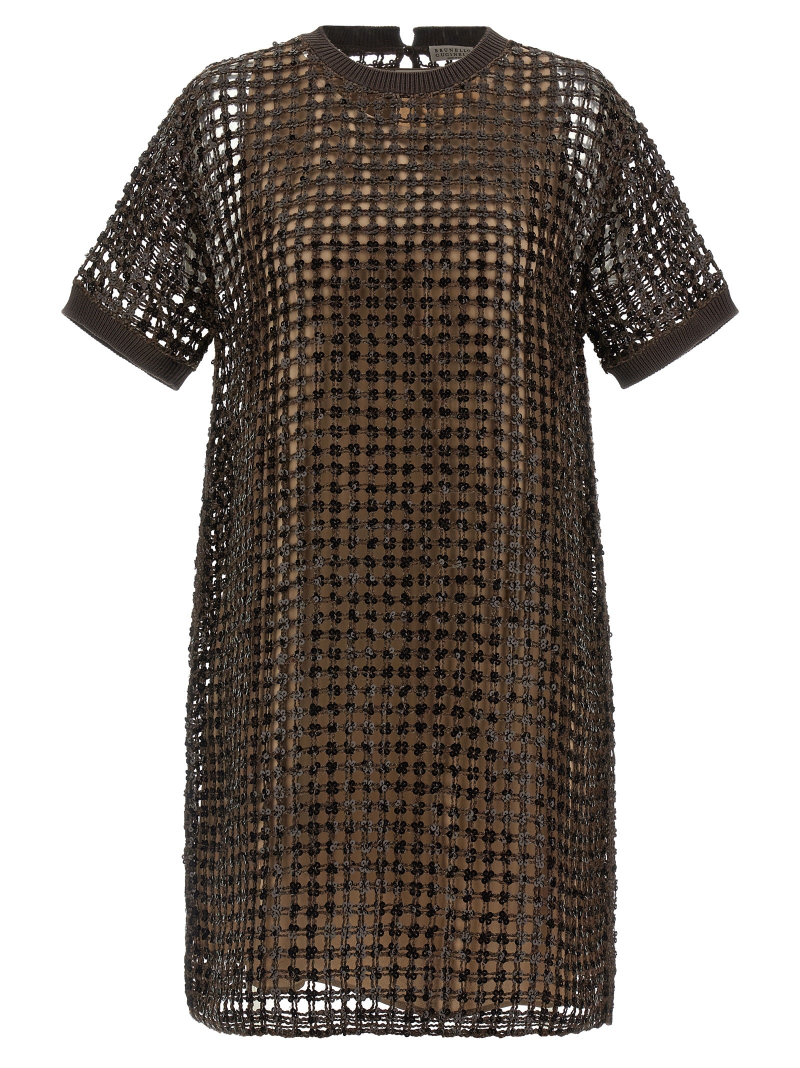 Brunello Cucinelli Kurzes Braunes Seidenkleid