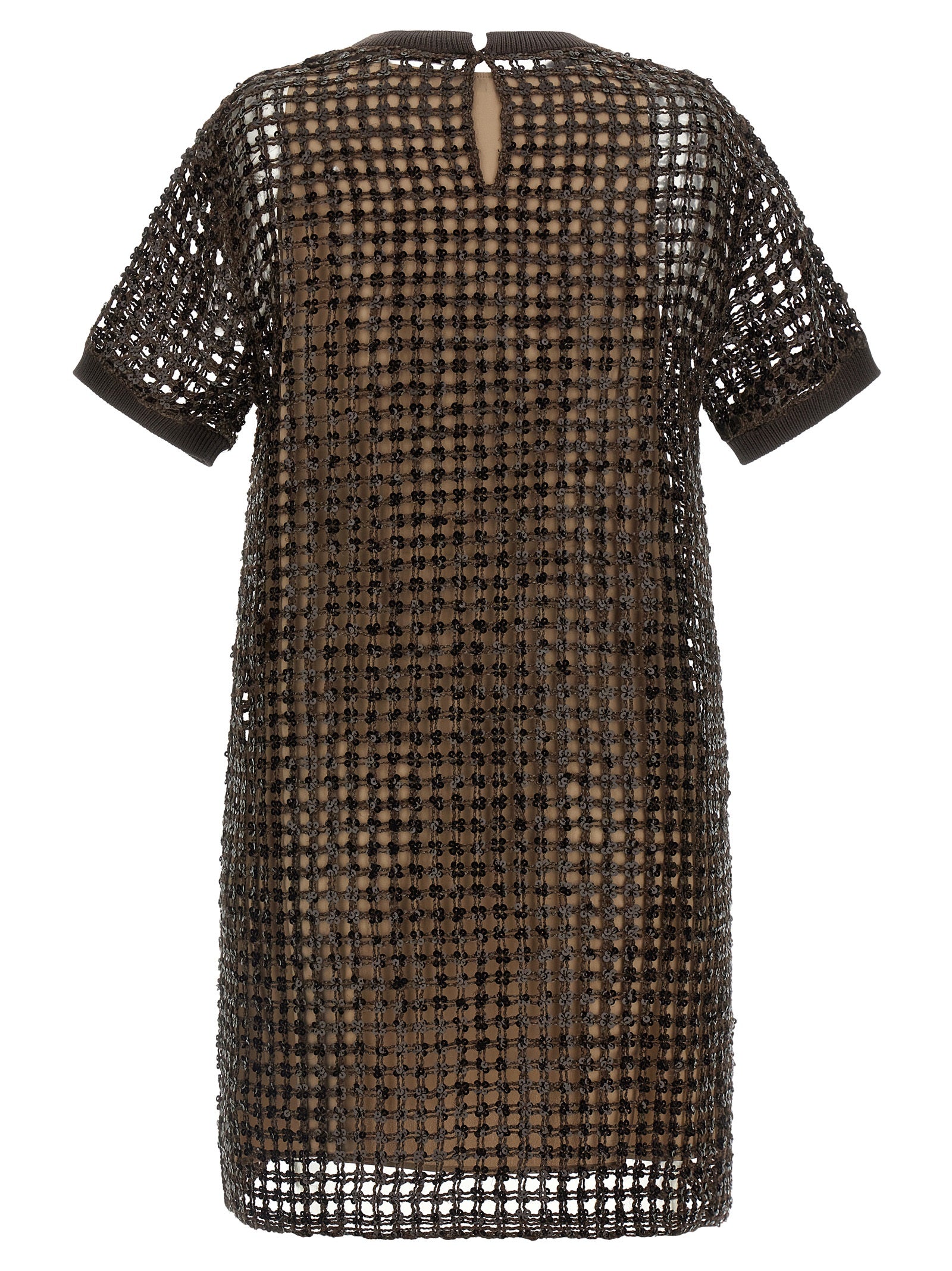 Brunello Cucinelli Kurzes Braunes Seidenkleid