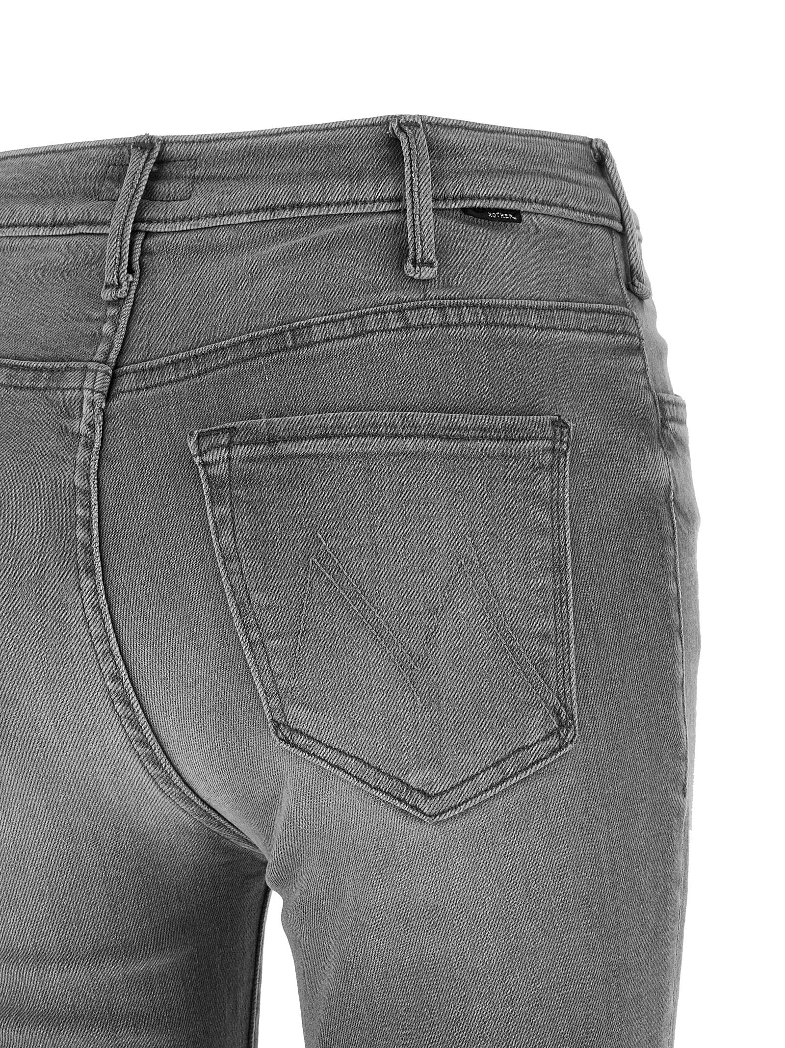 Mother Denim Graue Skinny Jeans aus Baumwolle