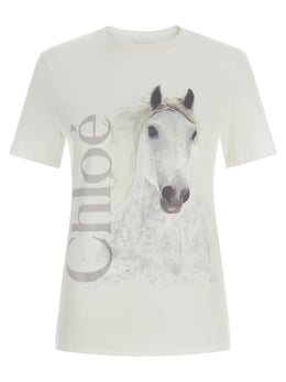 Chloé Weißes Baumwoll-T-Shirt